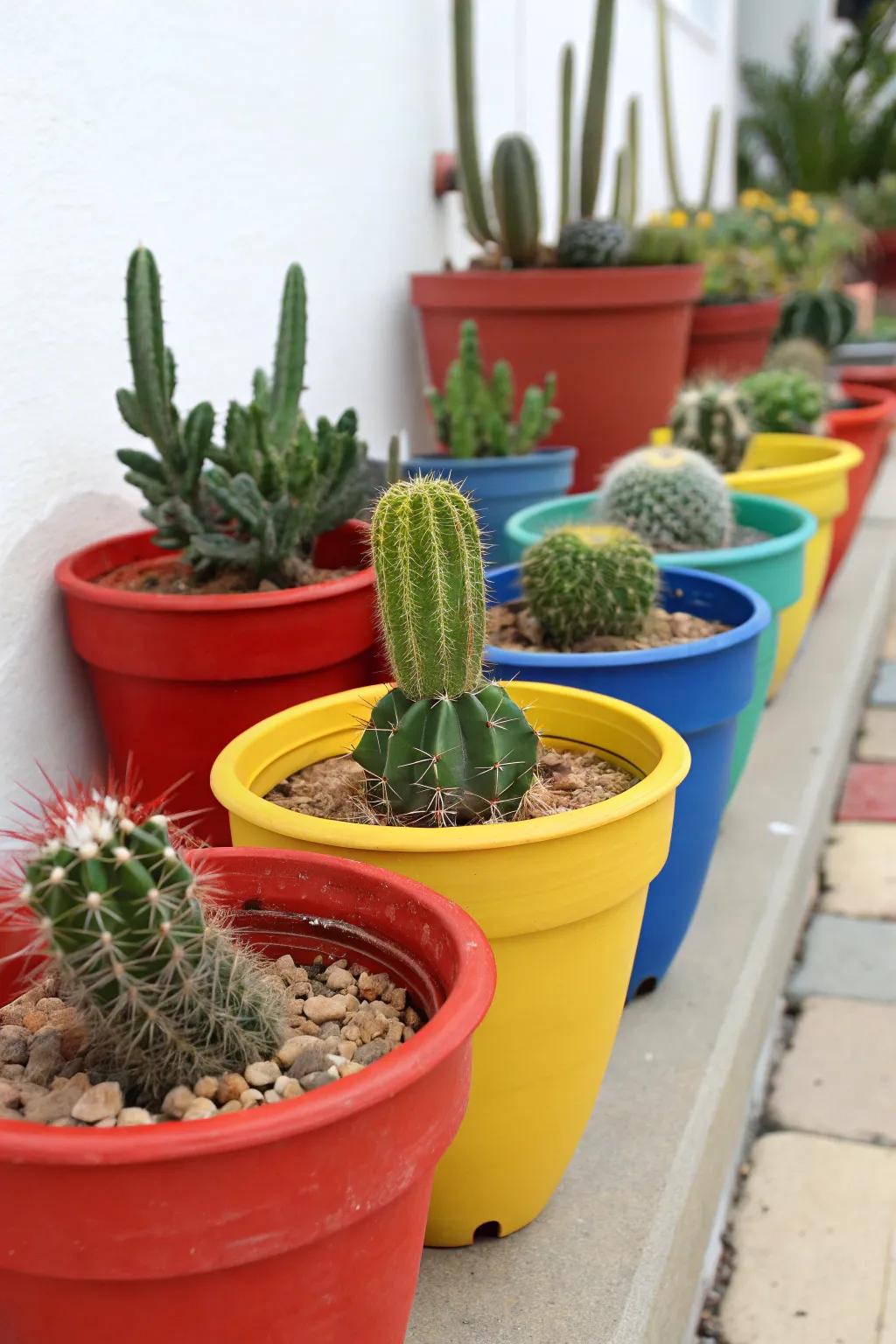 Use unique pots to add personality to your cactus garden.