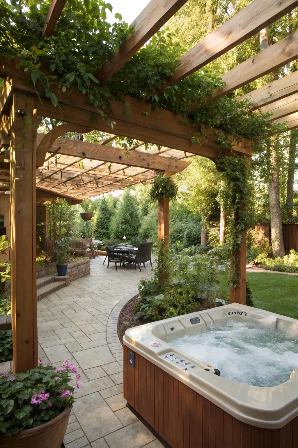 A gazebo delivers shade and elegance to your hot tub space.