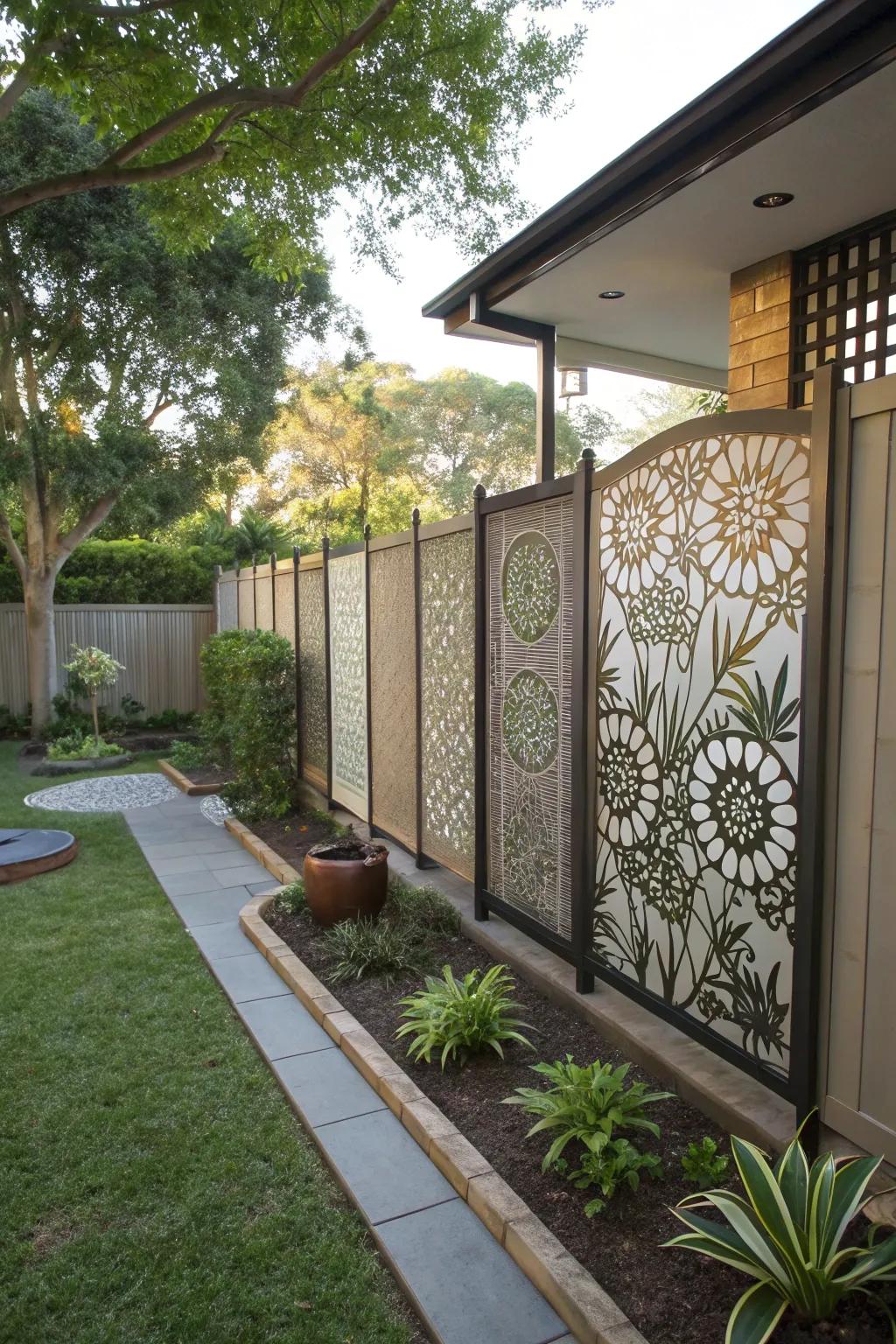 Artistic screens offer privacy and style.