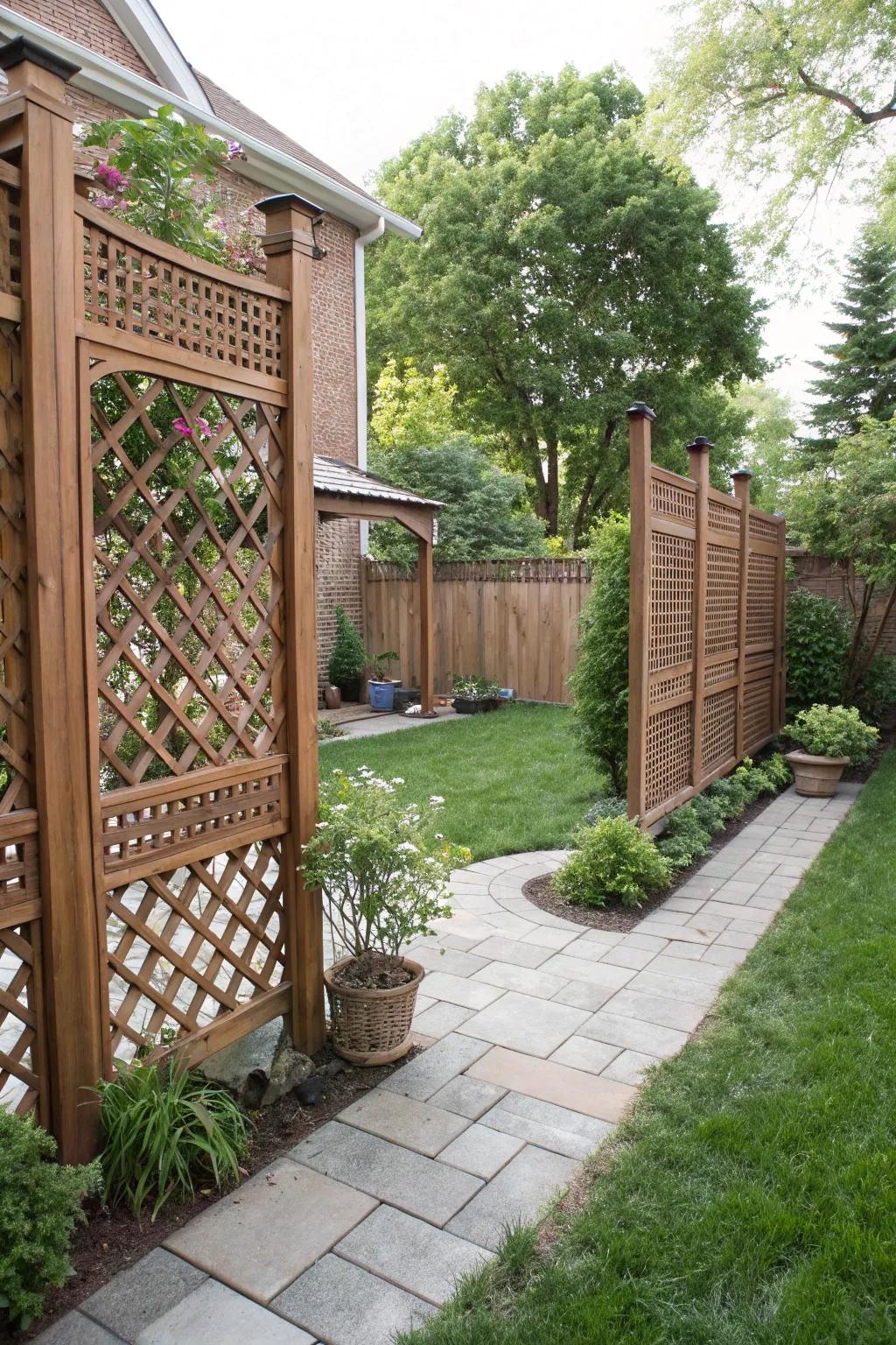 Ornamental dividers provide both privacy and sophistication.