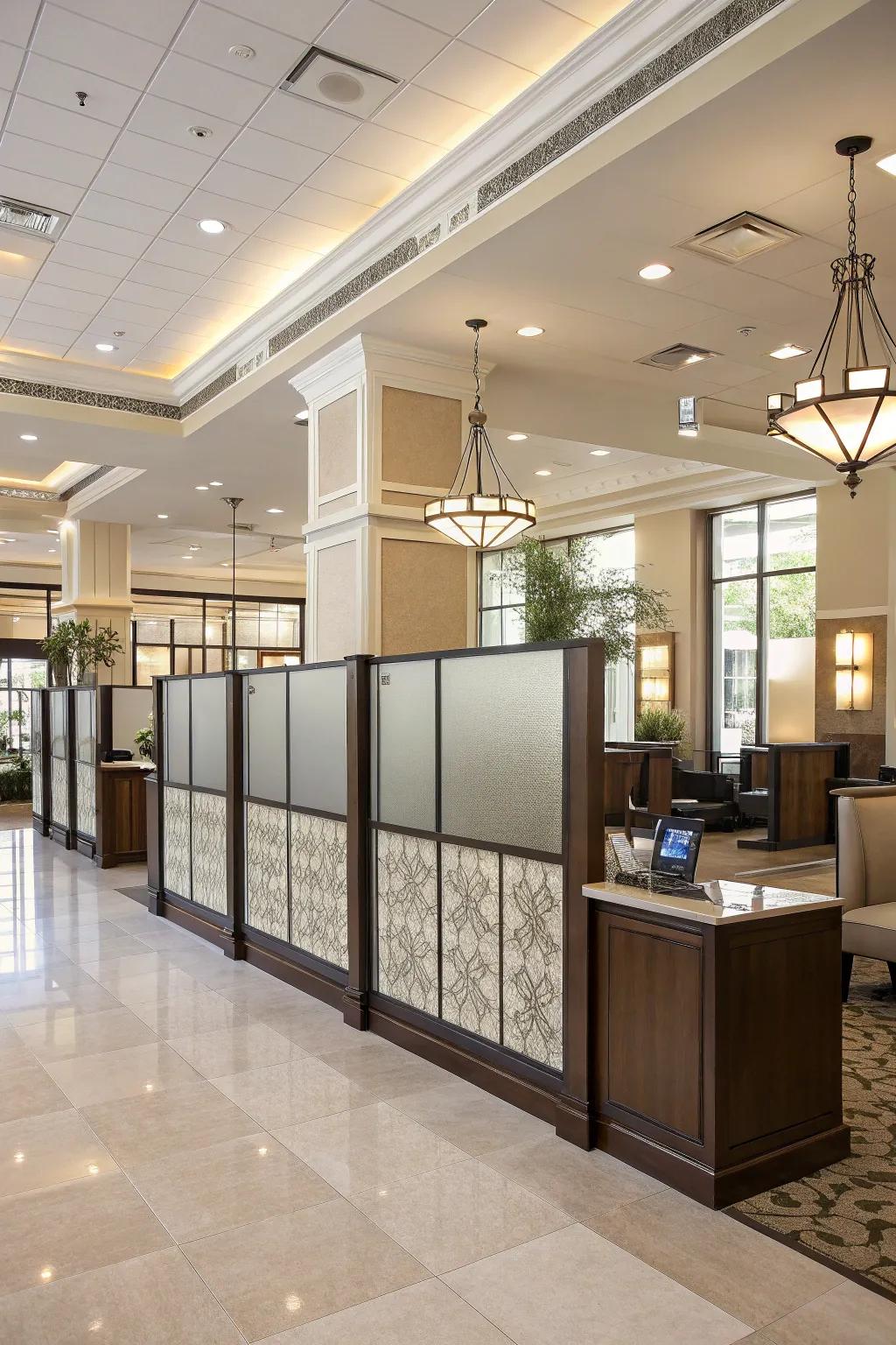 Creative separators provide privacy while keeping an open feel.