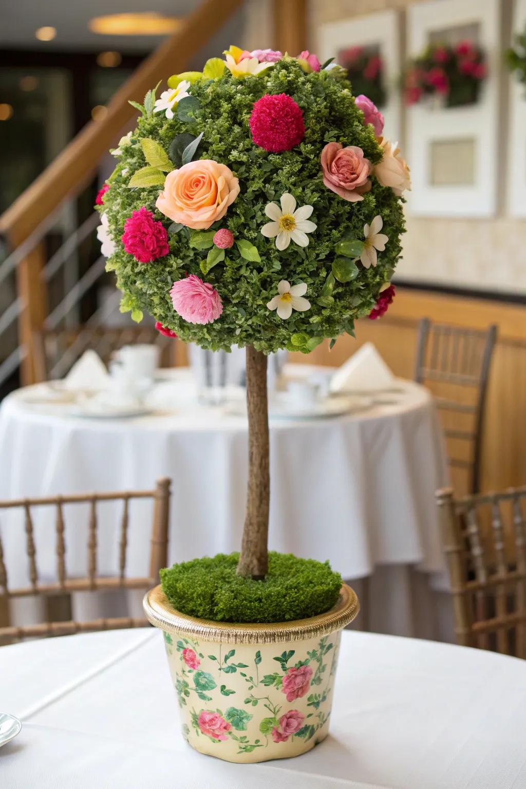 Topiary centerpieces contribute a hint of refinement to any occasion.