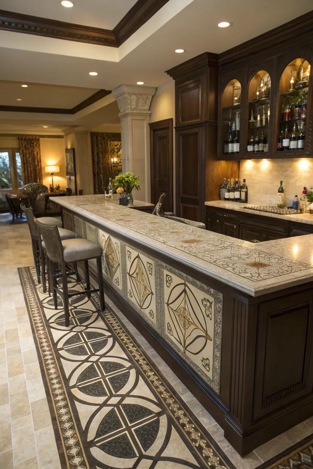 Stone patterns introduce a refined touch.
