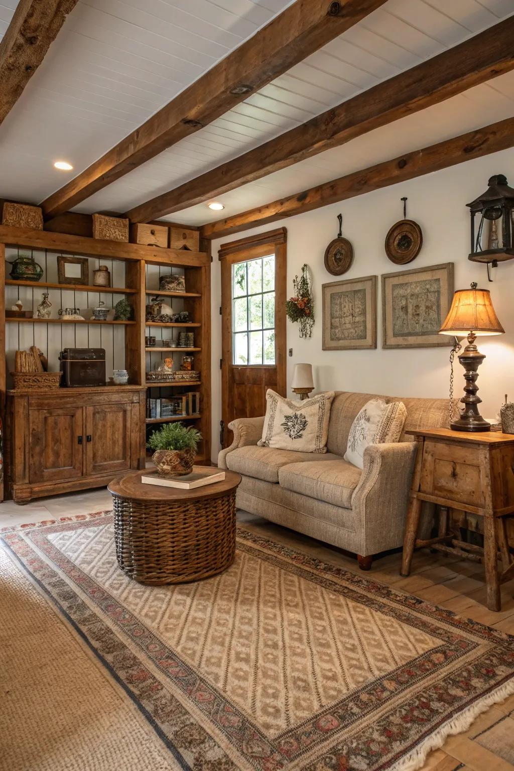 Rustic d&eacute;cor adds charm and history to the space