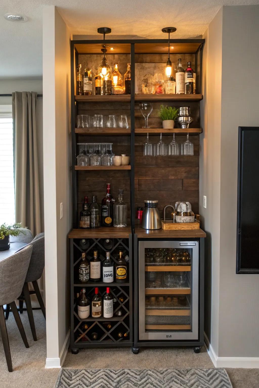 Maximize your space using tall storage choices that keep everything within reach.