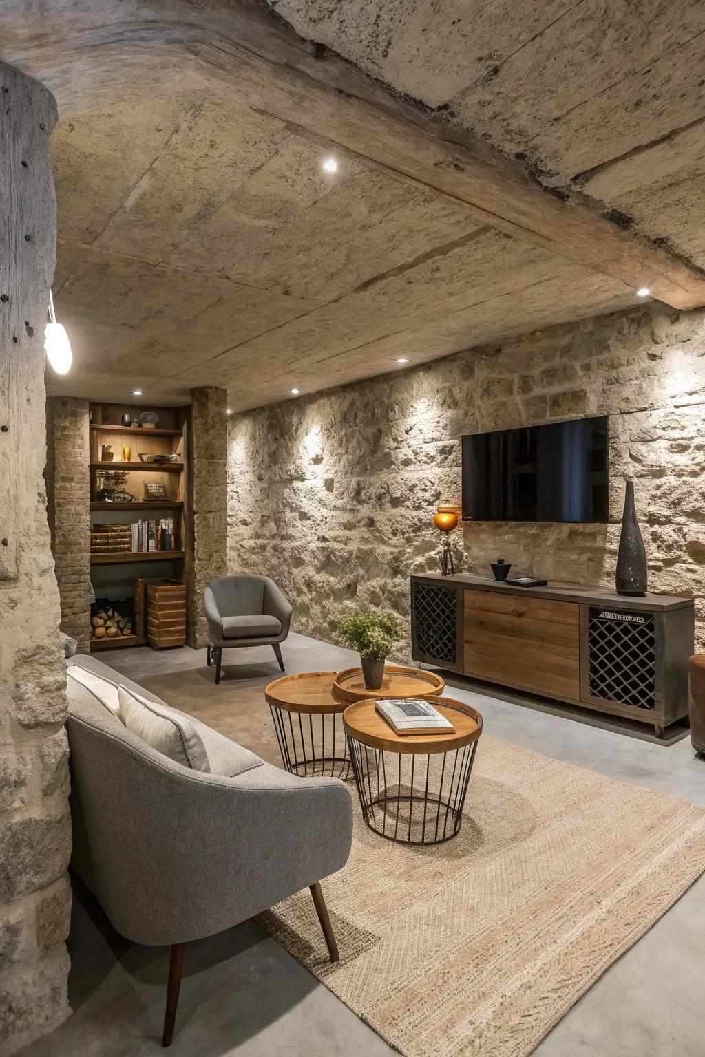 Textured overlays can mimic materials like stone, adding elegance to concrete floors.