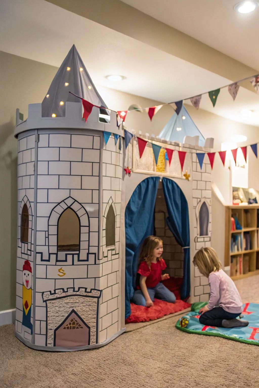 A themed playhouse encourages imaginative play and storytelling.