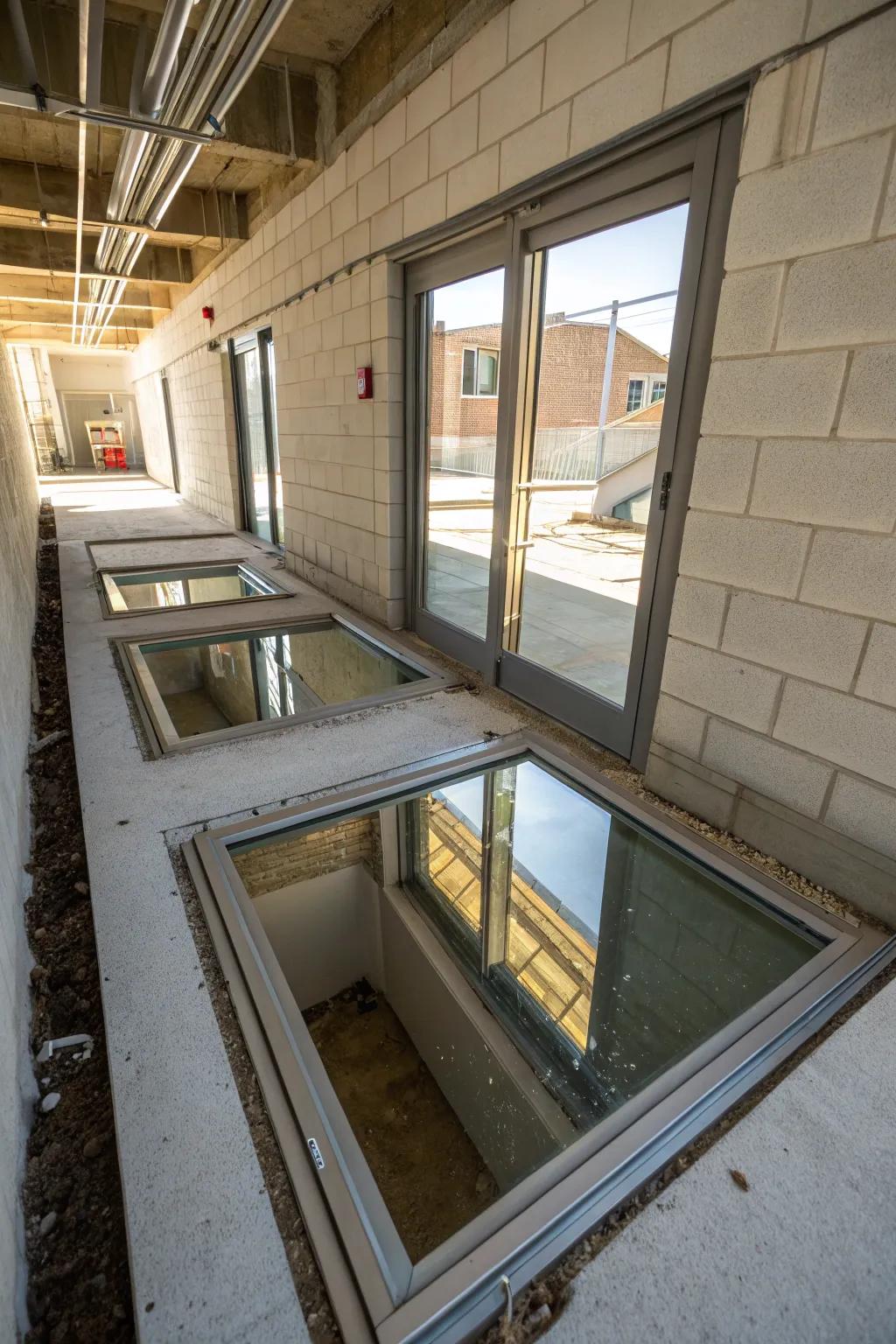 Mirrors in a window well enhance light and create a feeling of spaciousness.
