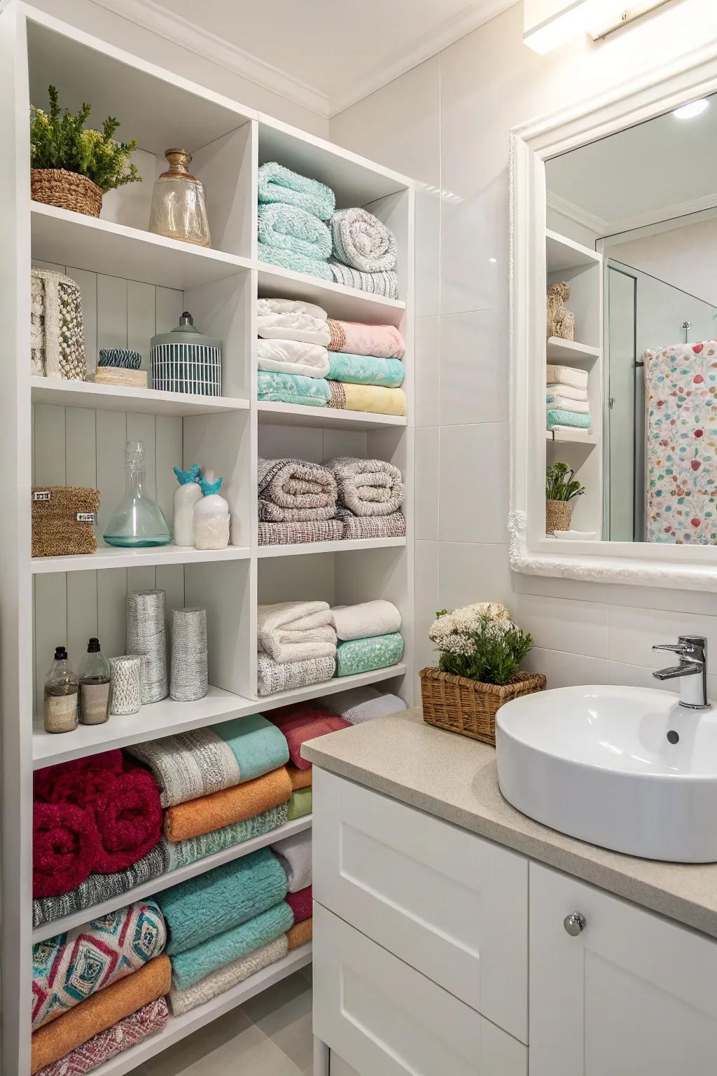 Accessible shelving incorporates both style and practicality.