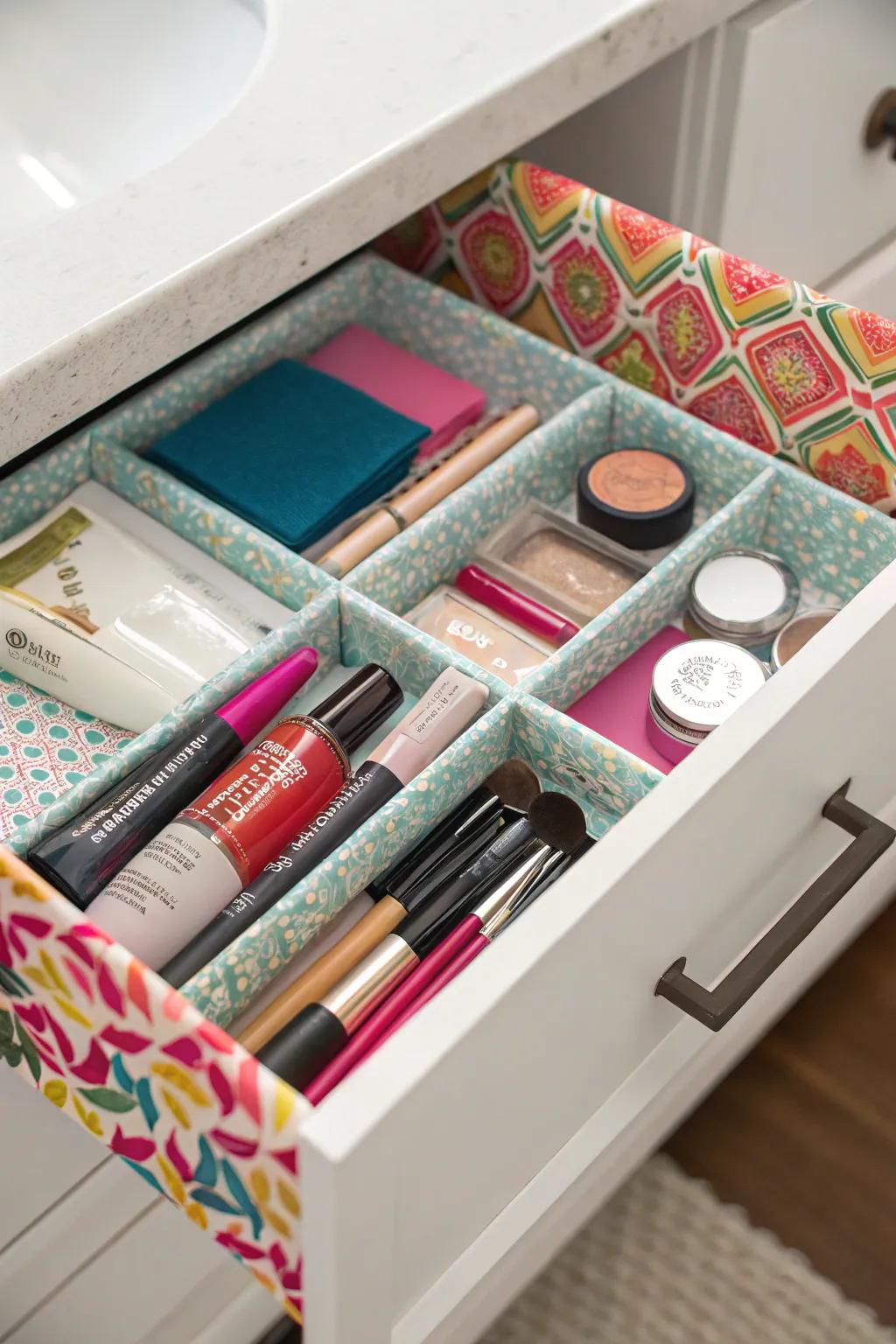 Drawer protectors protect and personalize your bathroom area.