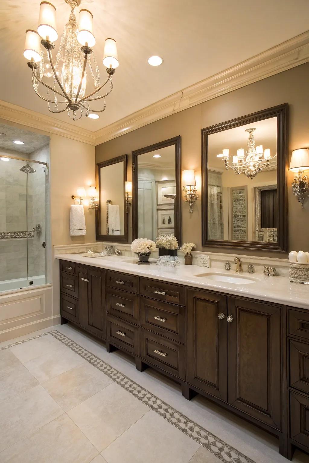 A dual vanity layout is perfectly suited for shared bathroom spaces.