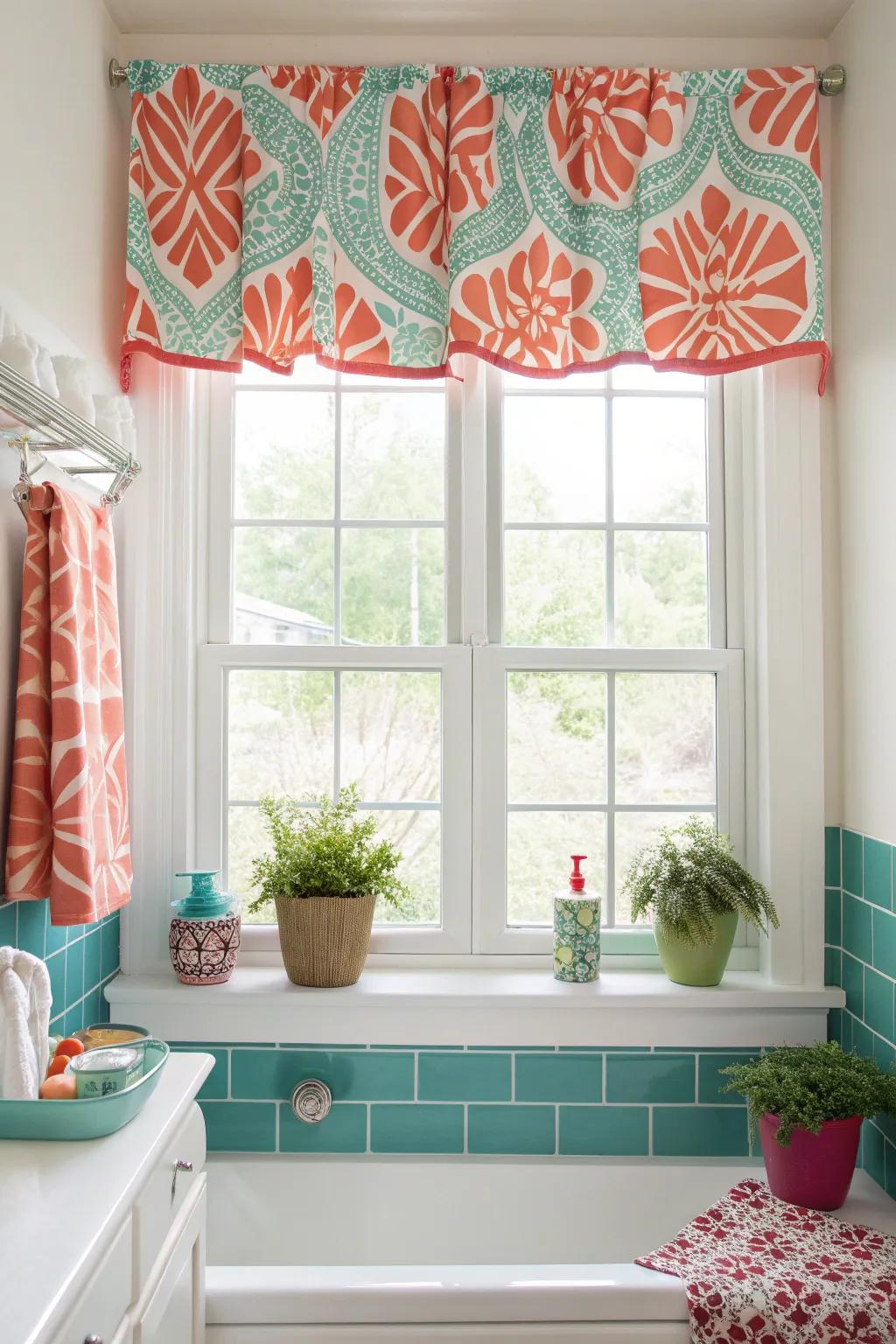Upgrade your bathroom decor with chic window scarves.