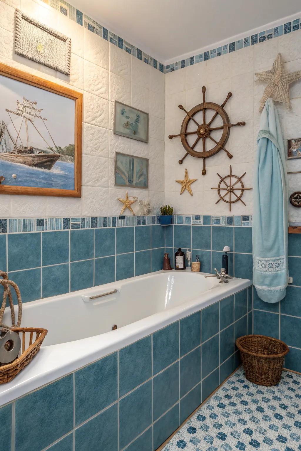 Refreshing beach vibes with blue tiling