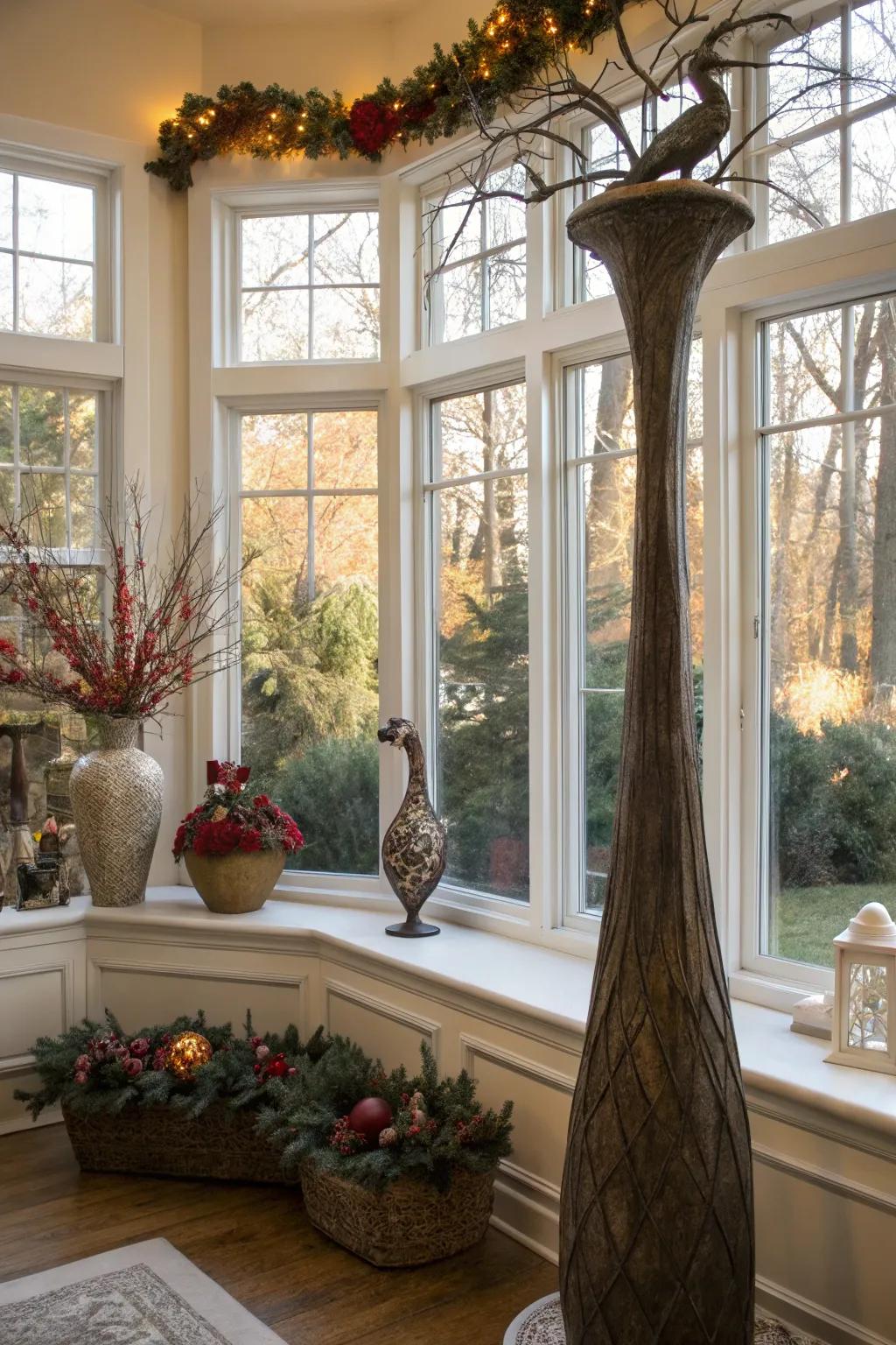 Highlight art and d&eacute;cor pieces within your bay window to express your personal flair.