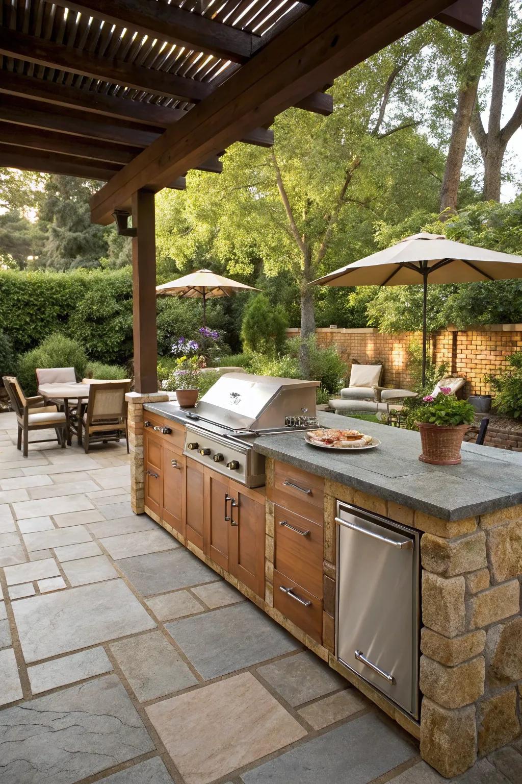 Full outside kitchen for easy cooking.
