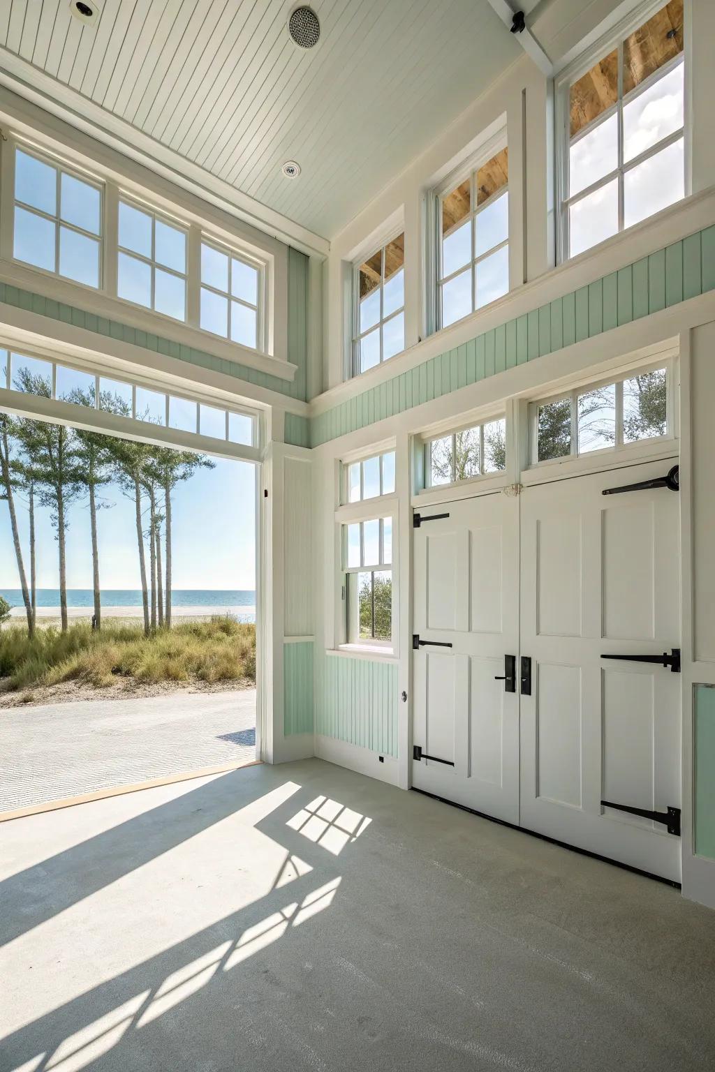 Let the sunlight brighten up a vivid and open garage design.