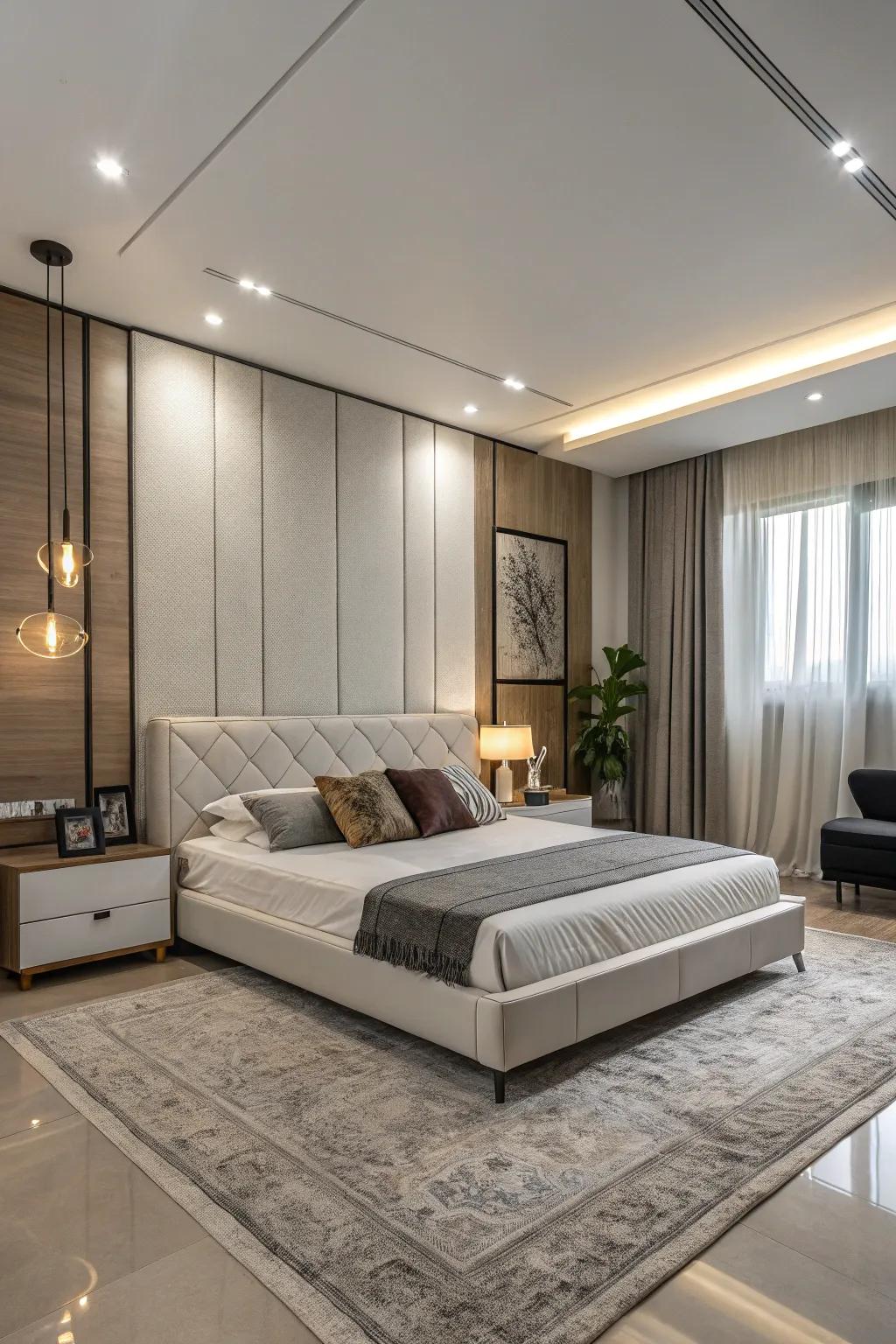 A platform bed frame gives a sleek and modern look.