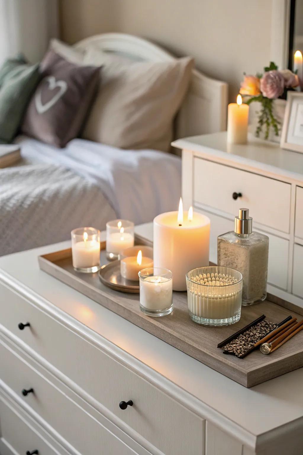 Candles effortlessly bring a sense of warmth and ambiance.