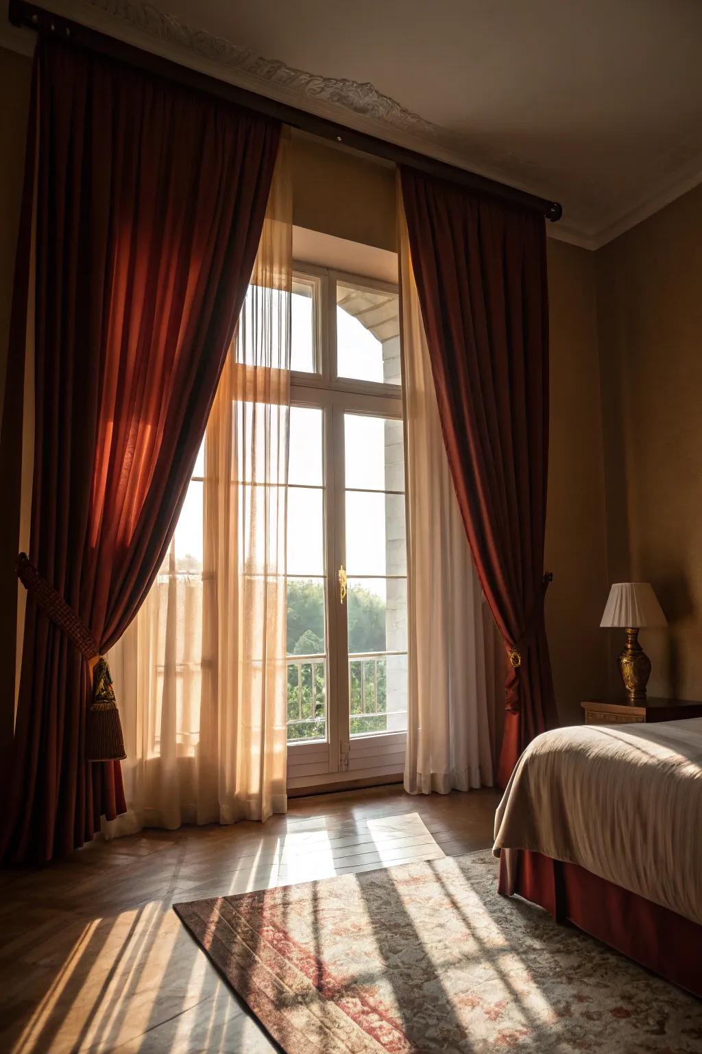 Full-height drapes incorporate drama and sophistication to your bedroom.