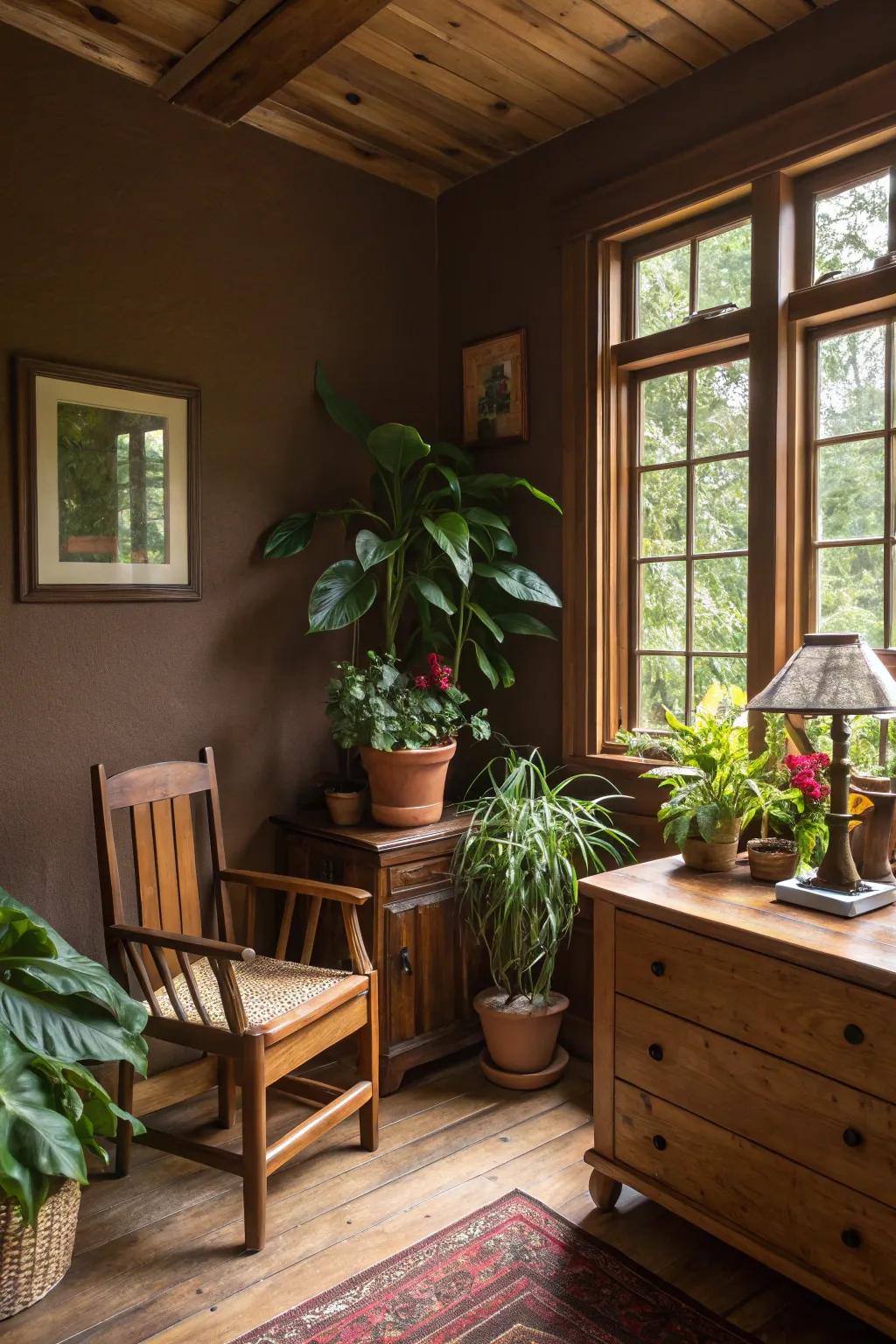 Natural elegance through natural timber and greenery.