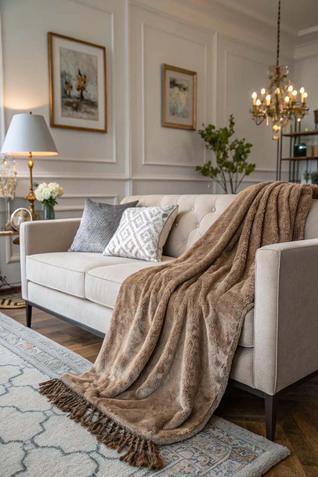 A soft throw adds comfort and elegance to any residence.