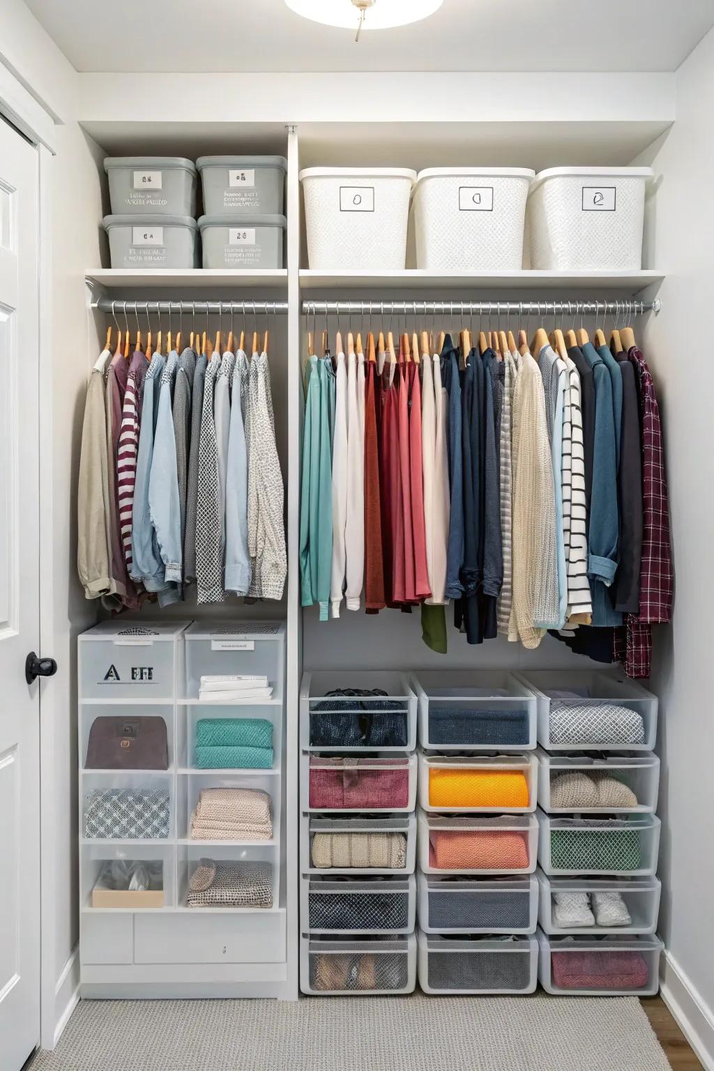 Efficiently use your closet with smart organization.
