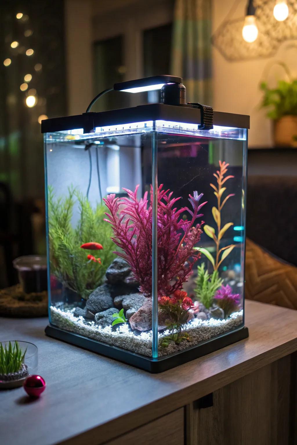 LED illumination turns your tank into a captivating spectacle.