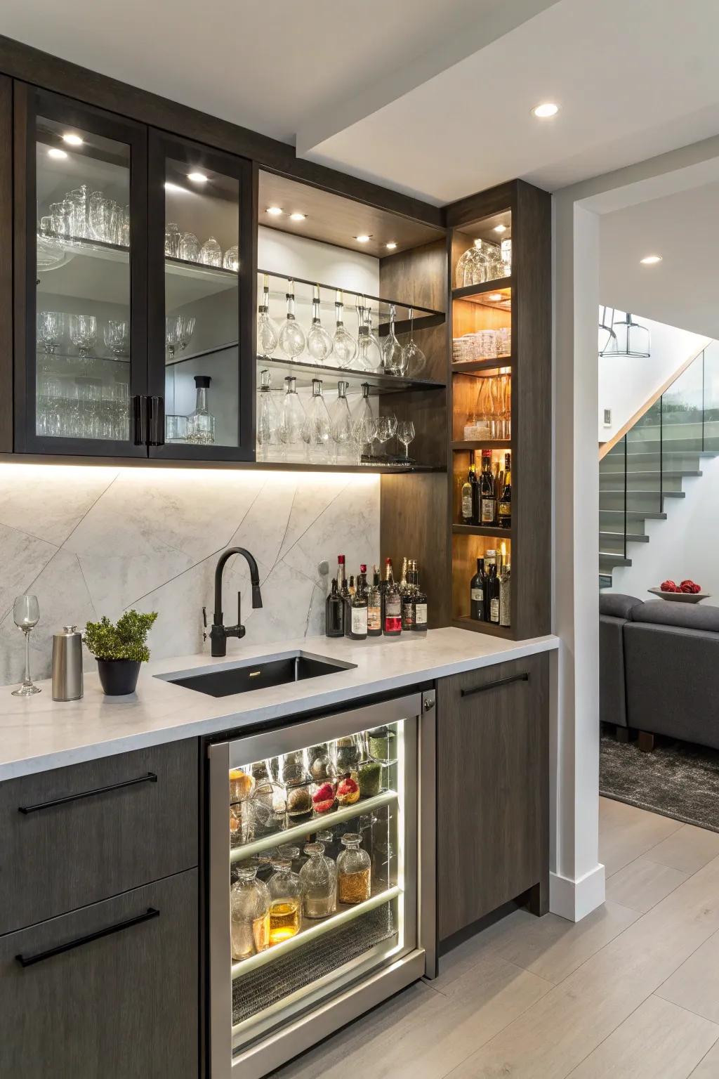 Simplify entertaining with a complete wet bar.