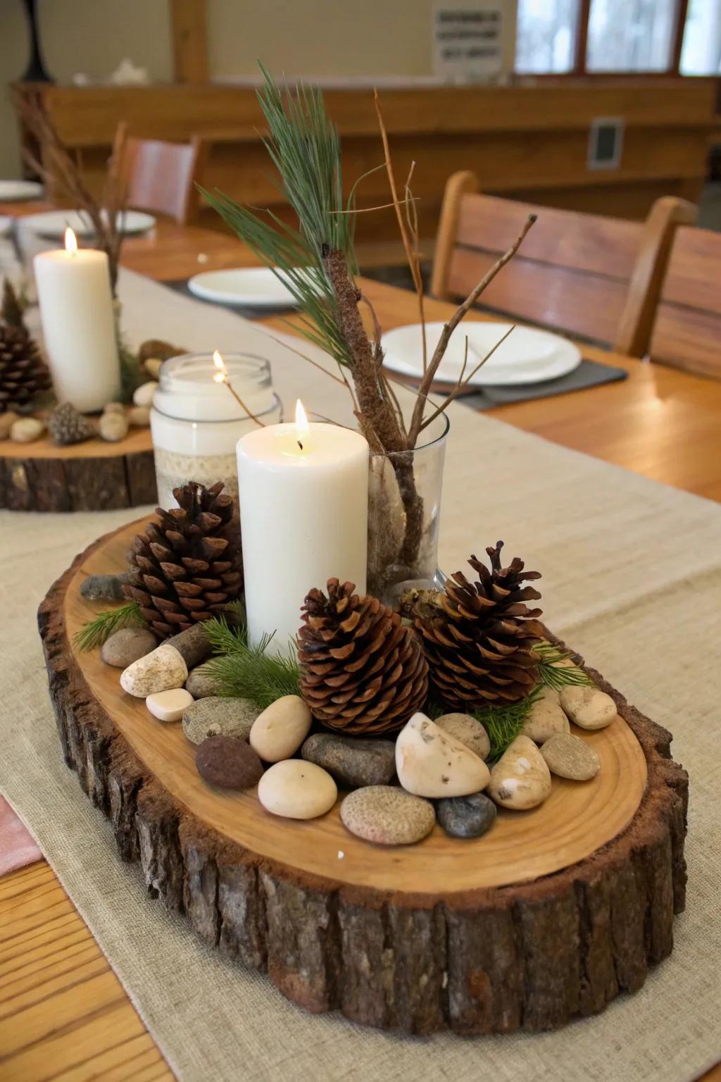Rustic wooden accents add warmth and richness to your party.