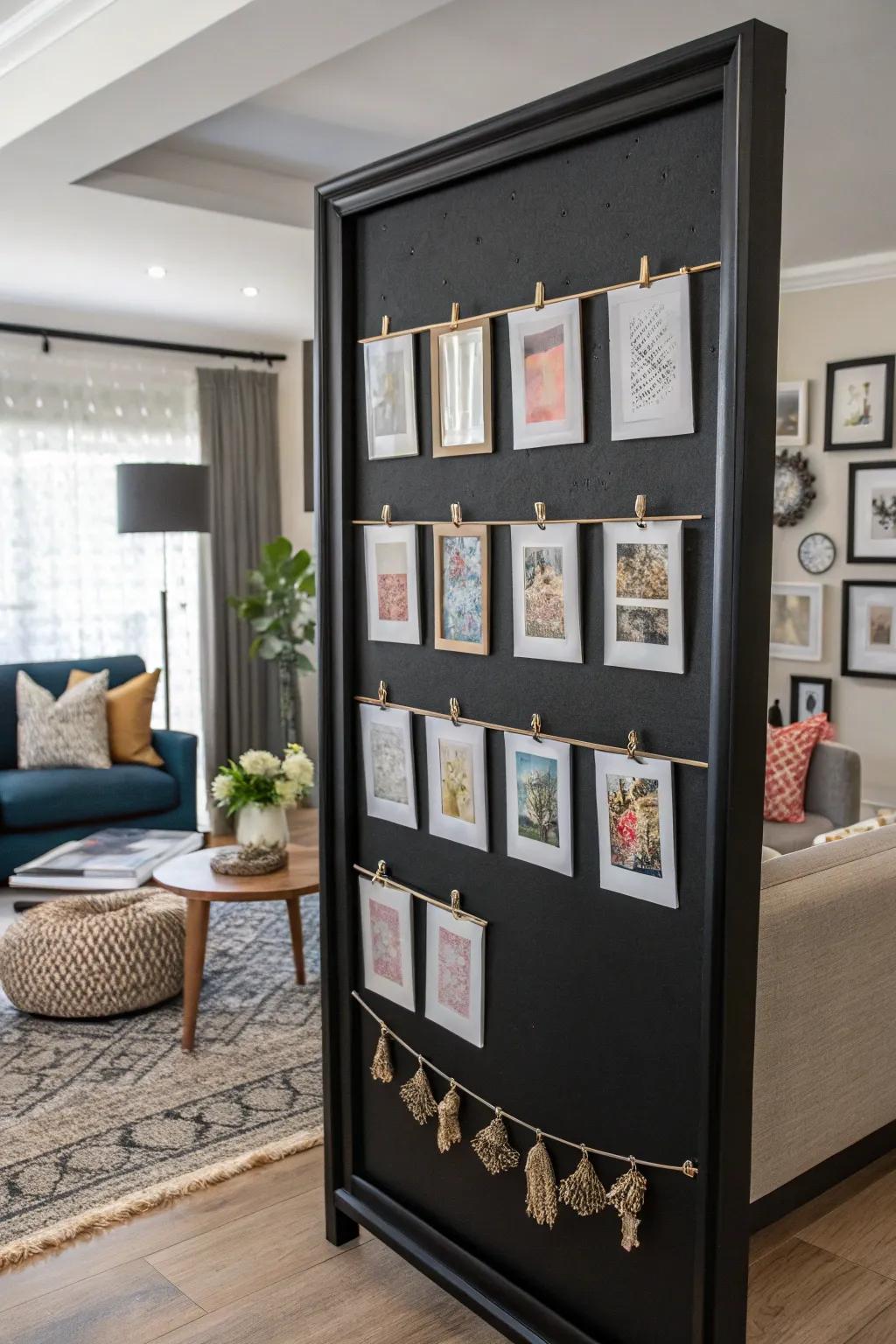 Create your own gallery wall with a notice board that displays your favorite art.