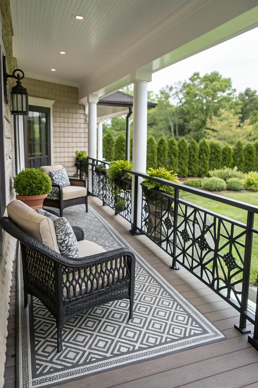 Shaped railings add creative flair to any porch.