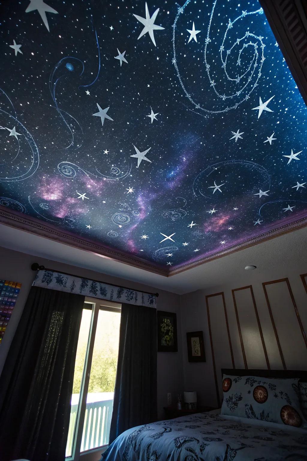 A starlit evening ceiling includes a hint of enchantment and wonder to every space.