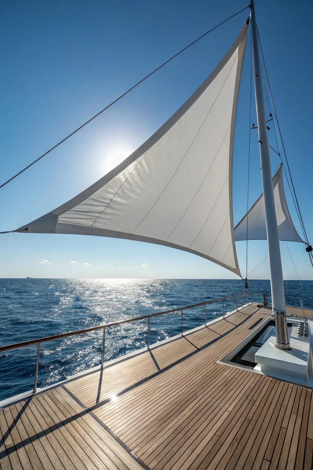 Enhance your boat's looks and comfort with a handcrafted triangle shade&mdash;where function becomes art on the water.