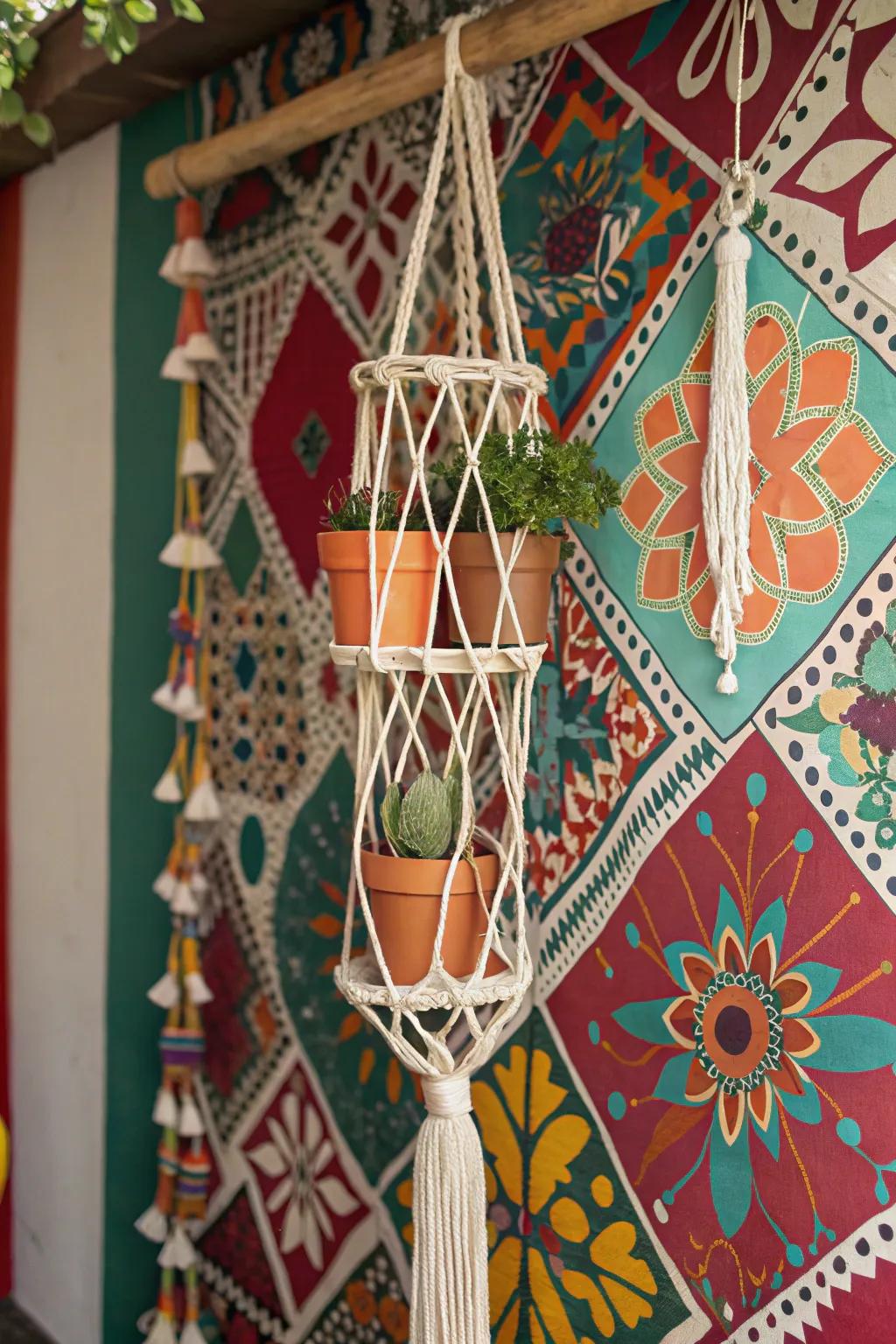 Macramé organizers add texture and appeal to your walls.