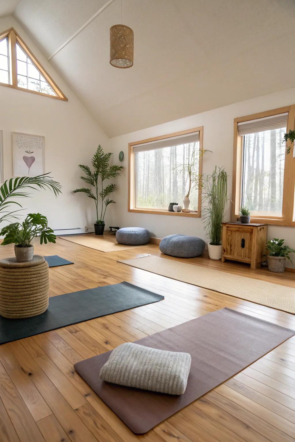 Establish a serene escape for yoga and meditation in your bonus room.