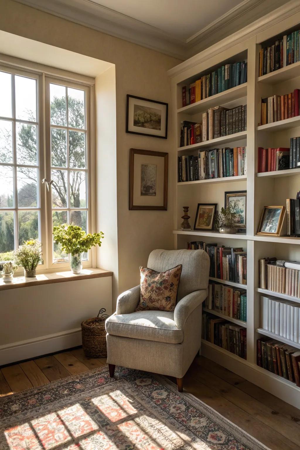 Combine organization and style by showcasing both books and decor pieces together.