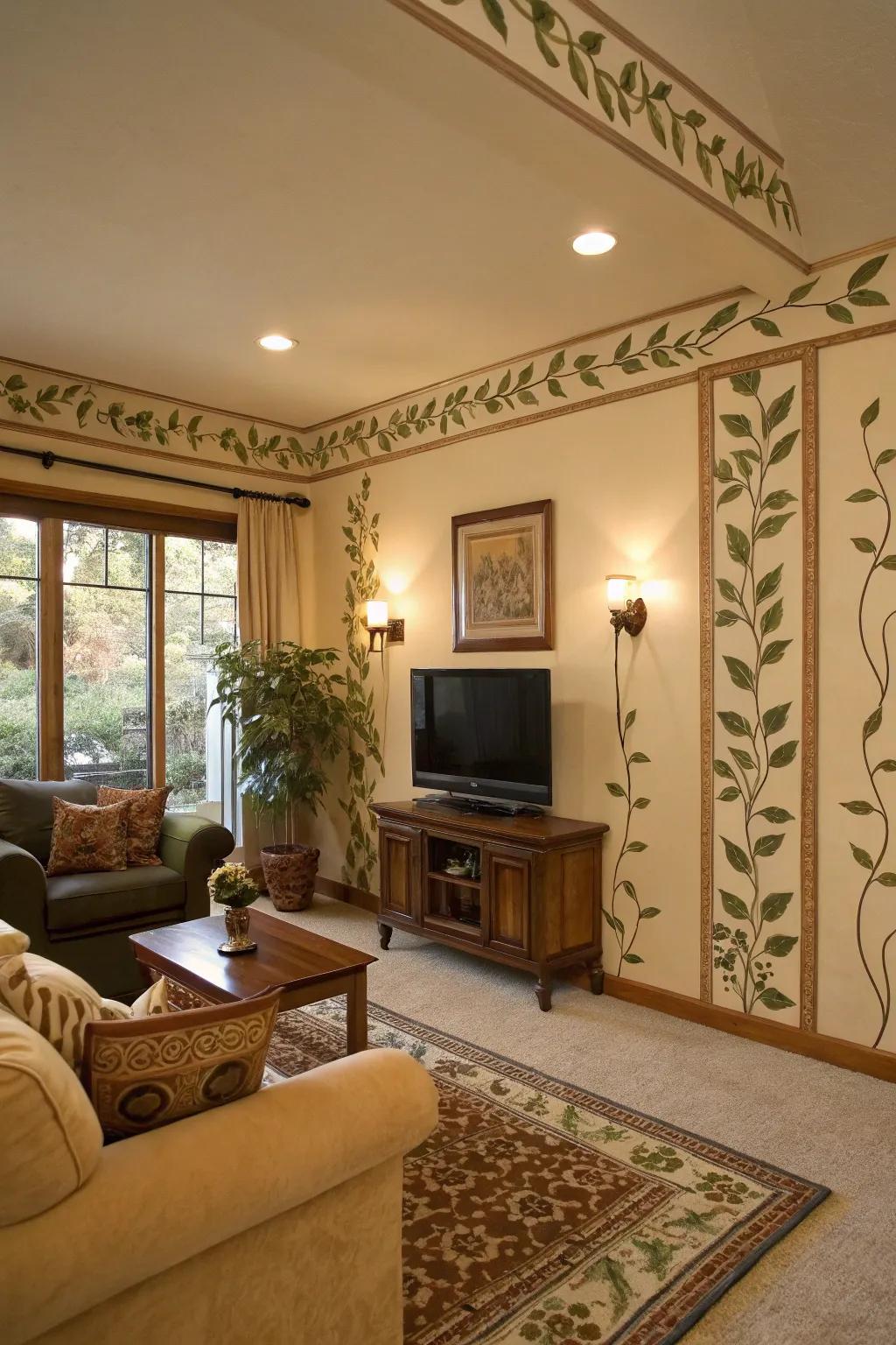 Invite nature indoors with exquisite leaf and vine border designs.