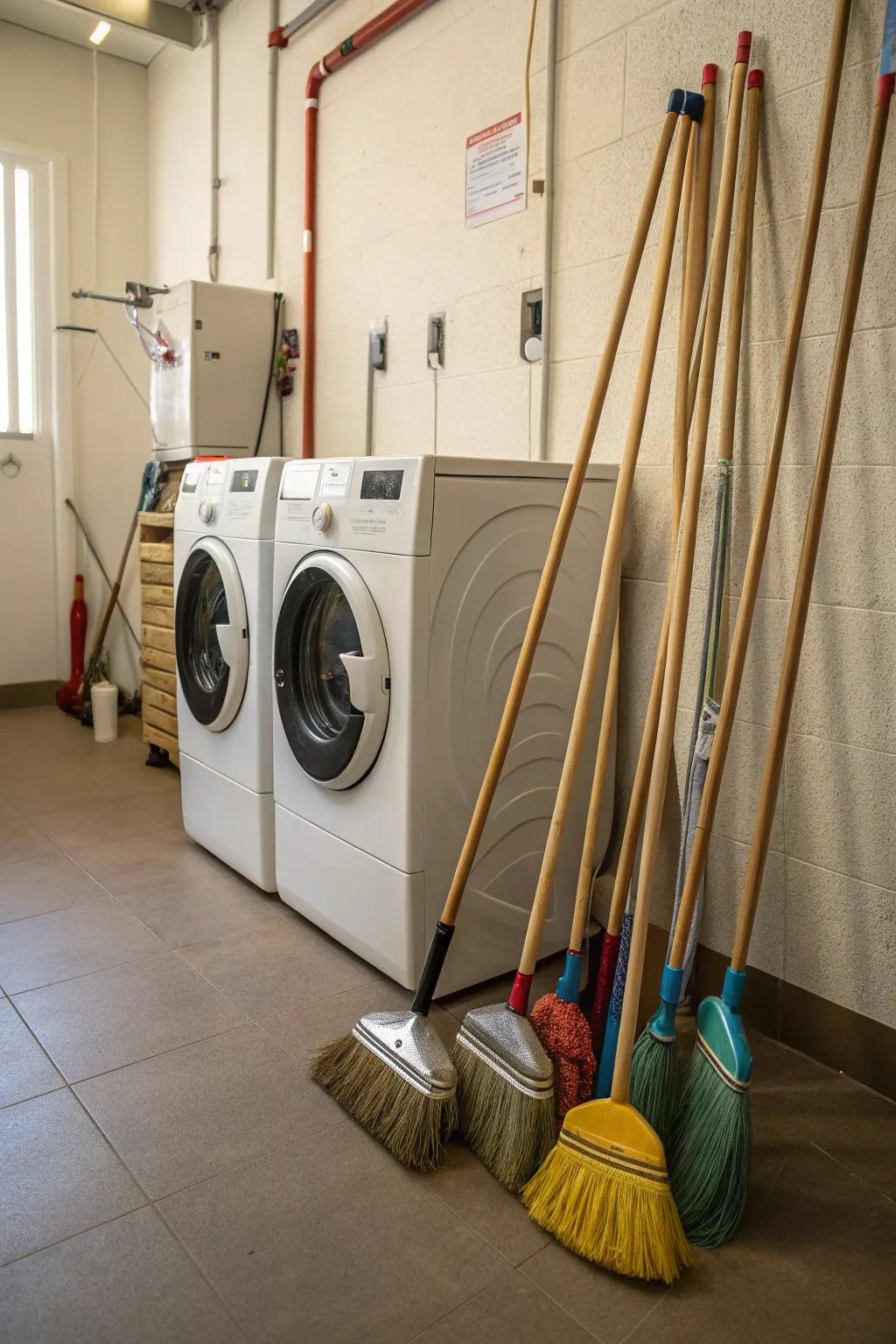 Integrate broom storage perfectly into your laundry room.