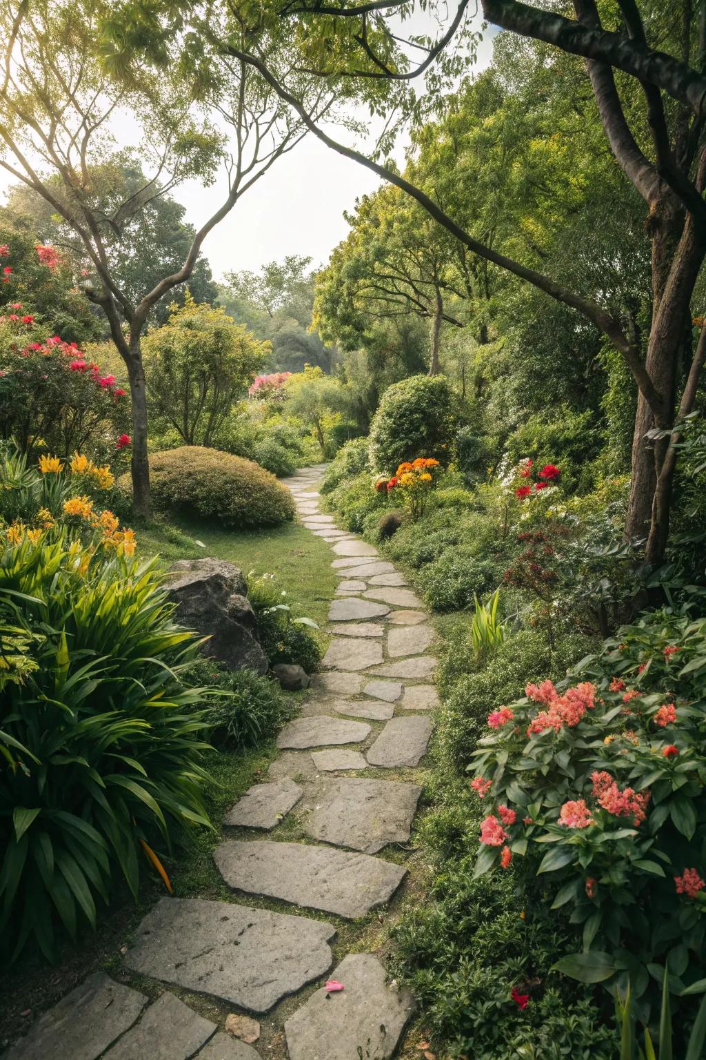 Stone walkways add structure and charm to your garden.