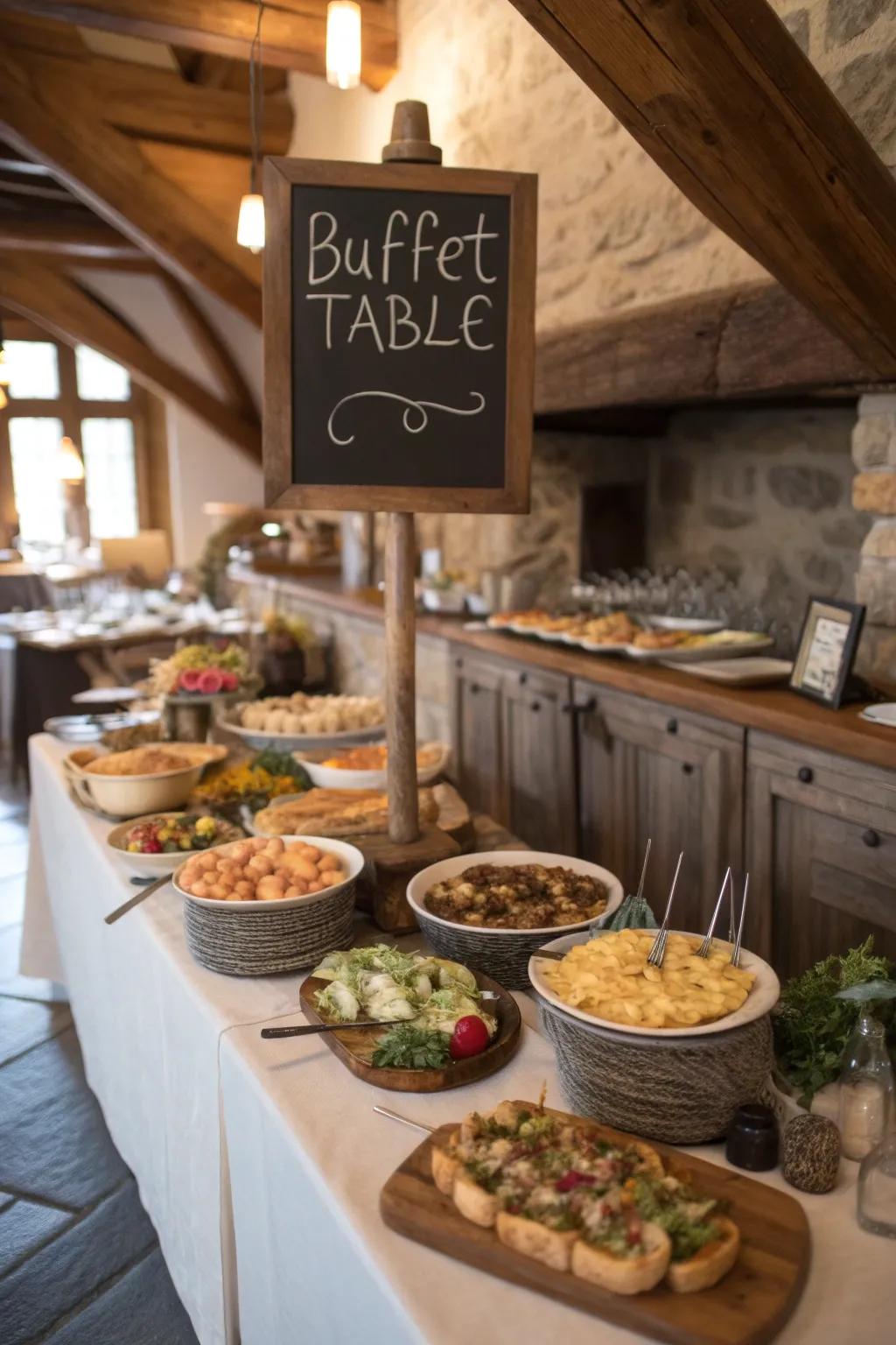 Bring charm and clarity to your buffet setup with chalkboard labels.