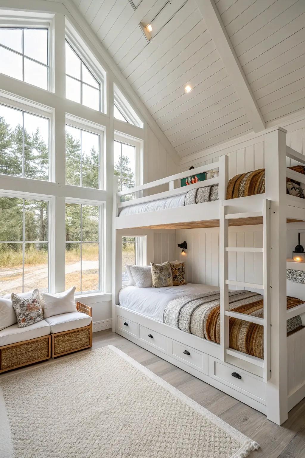 Radiant and open white finishes creating a sense of spaciousness.