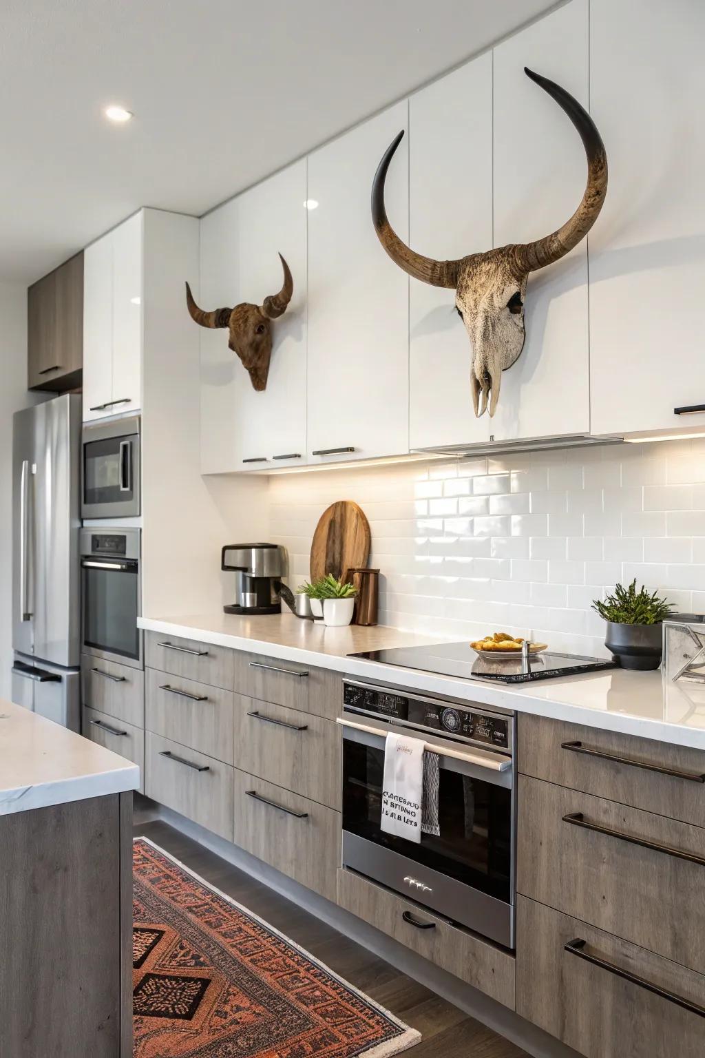 A country touch within the culinary space.