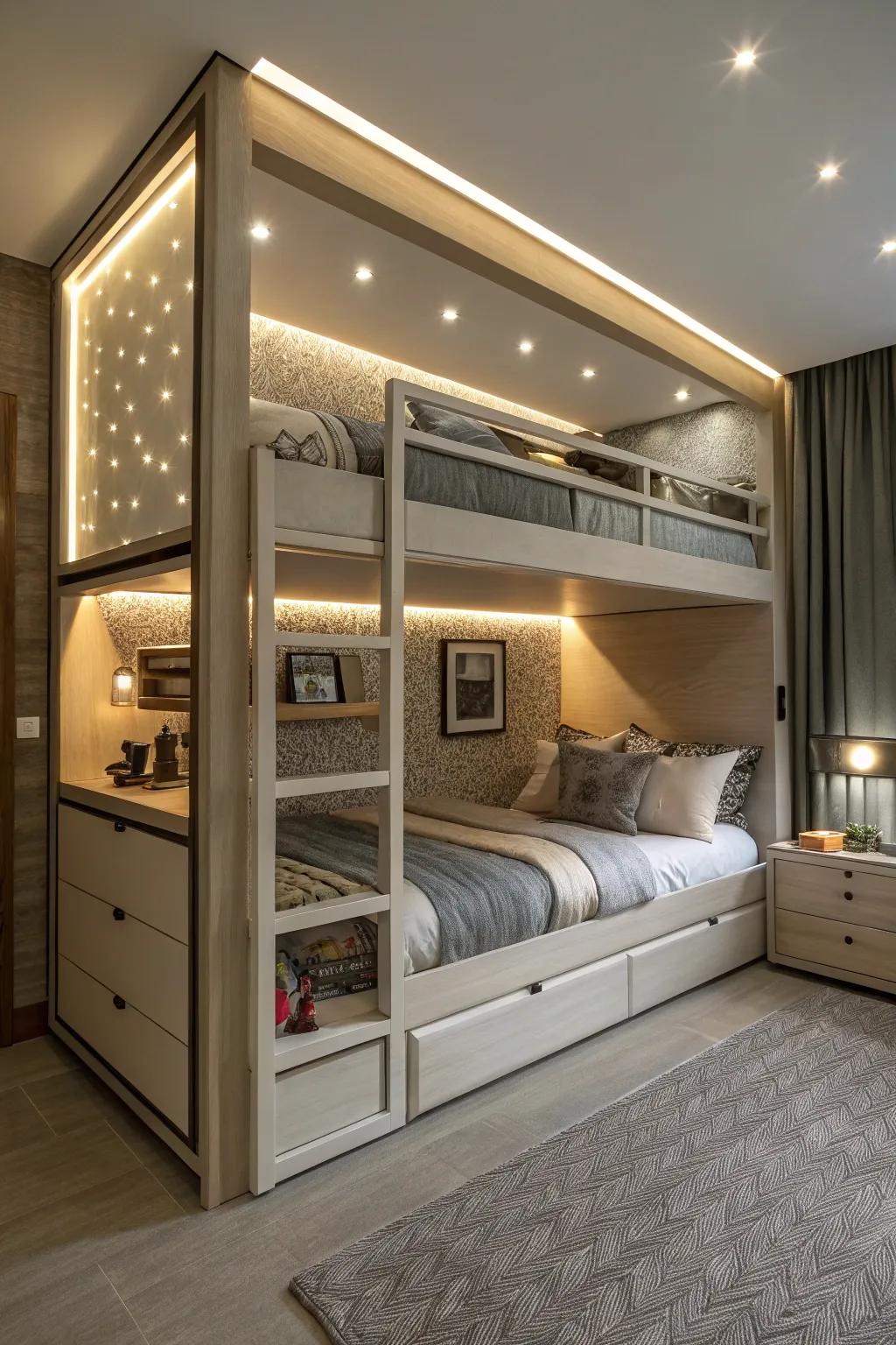 Integrated lighting provides a smooth, custom appearance.