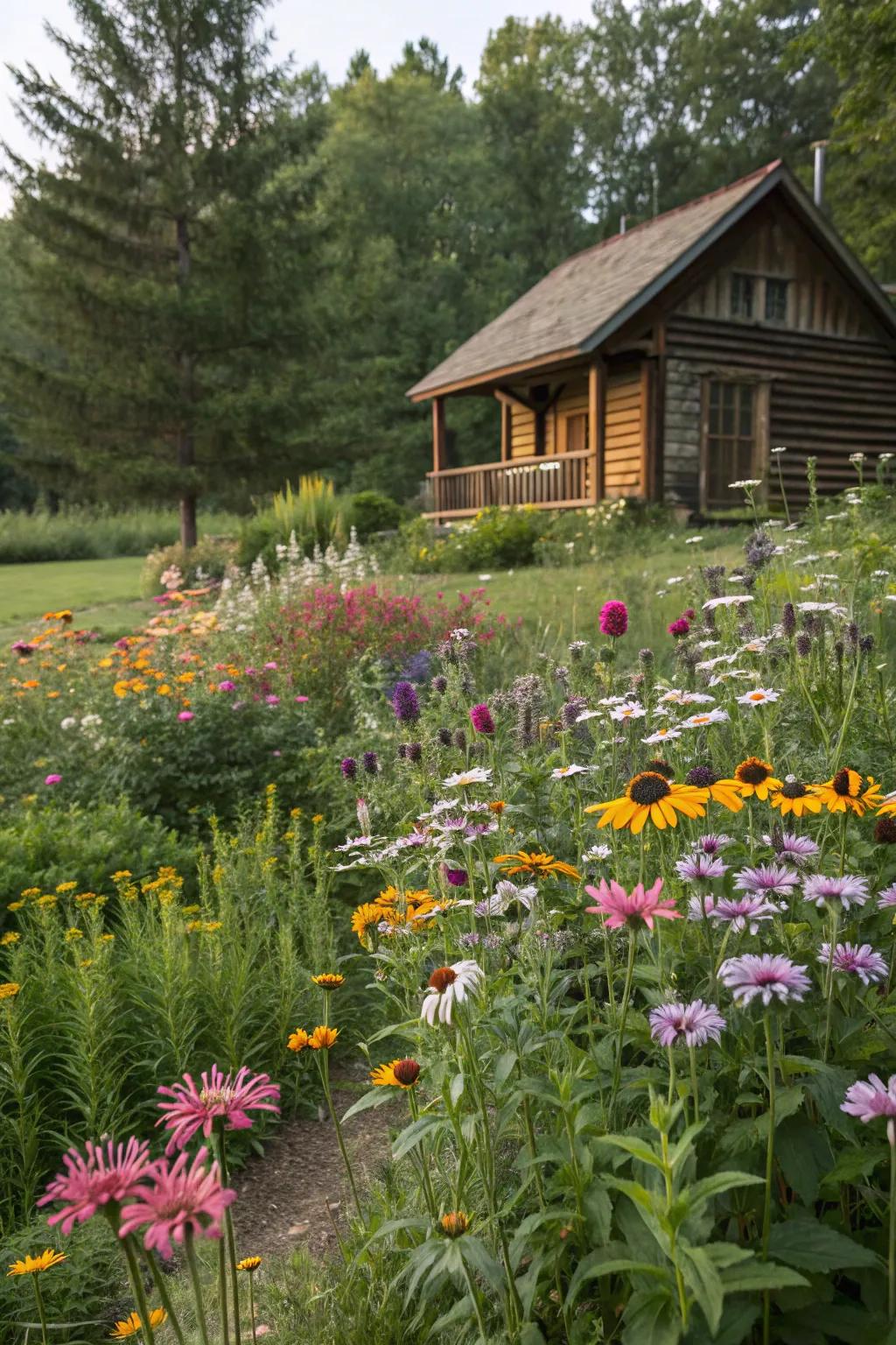 Wildflowers infuse color and support pollinators around your cabin.