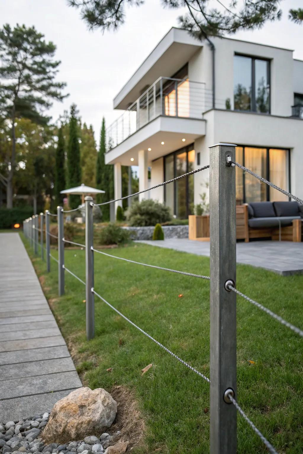 Modern metallic and wire fence design