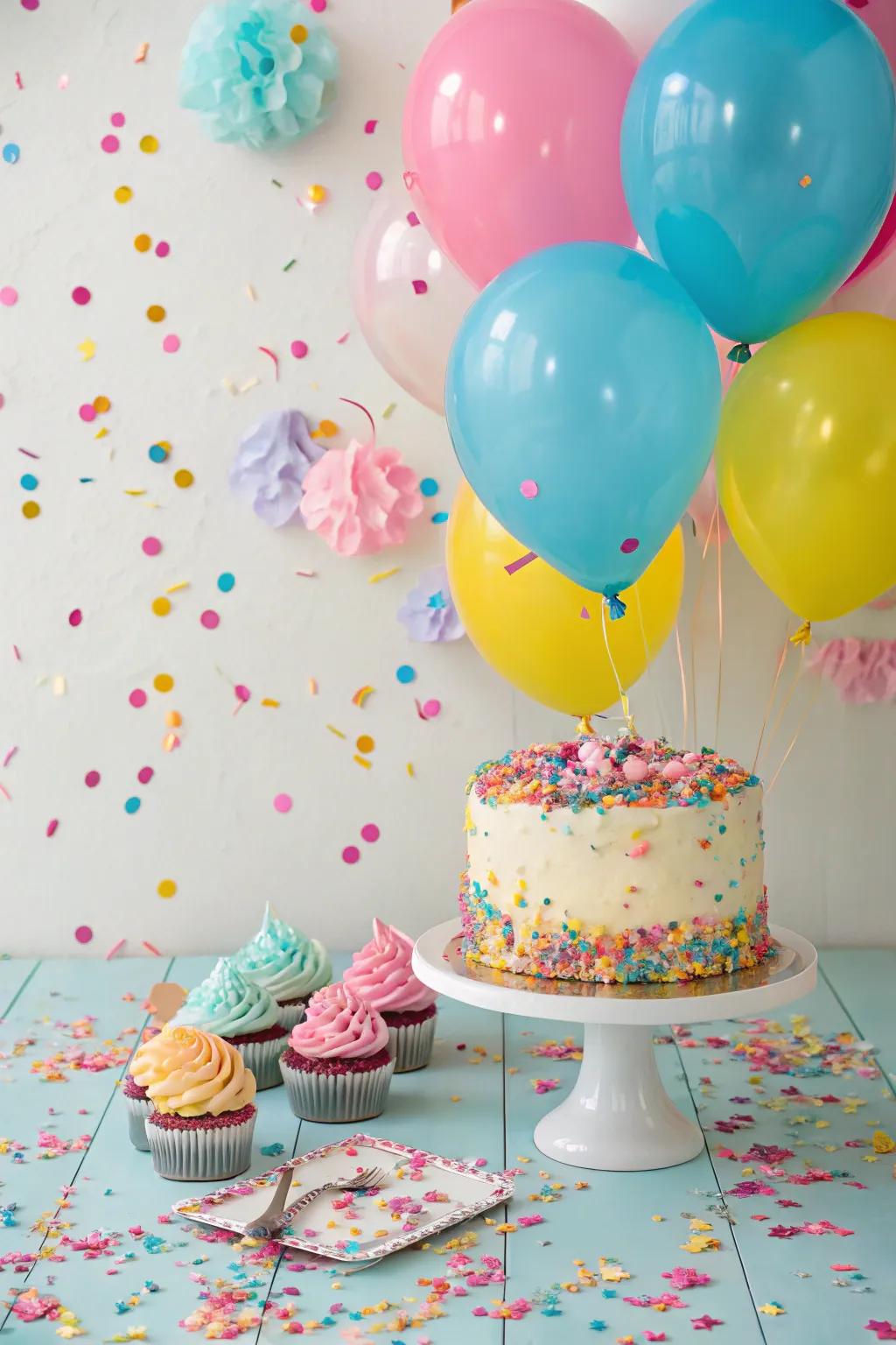 Paper creates a spirited and energetic atmosphere for a cake smash.