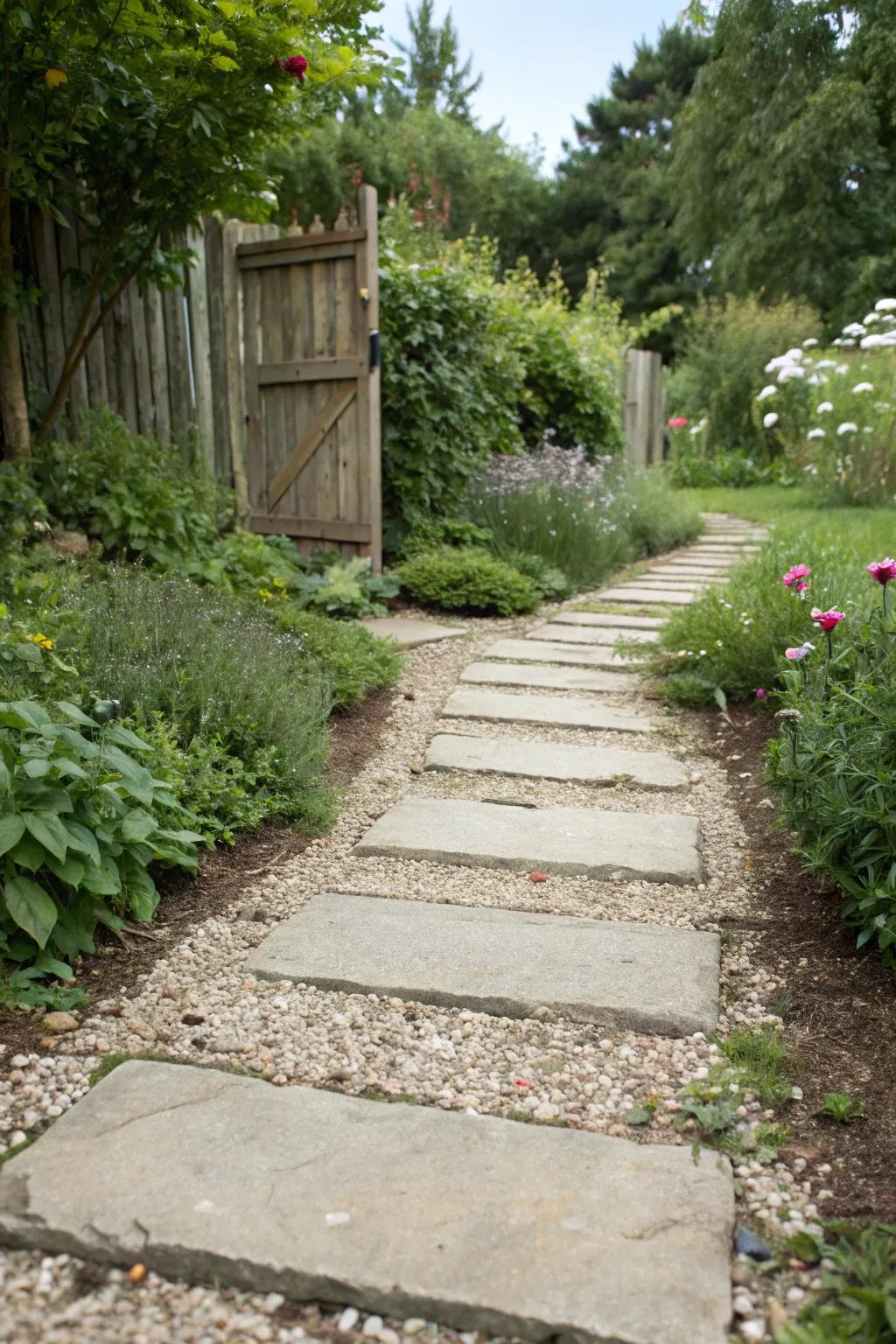 A textured interplay of concrete and stone producing an original garden path.