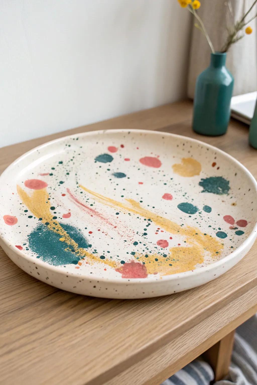 Add a burst of vibrant color to your table with a handcrafted ceramic serving dish that embodies minimalist style and bohemian appeal.