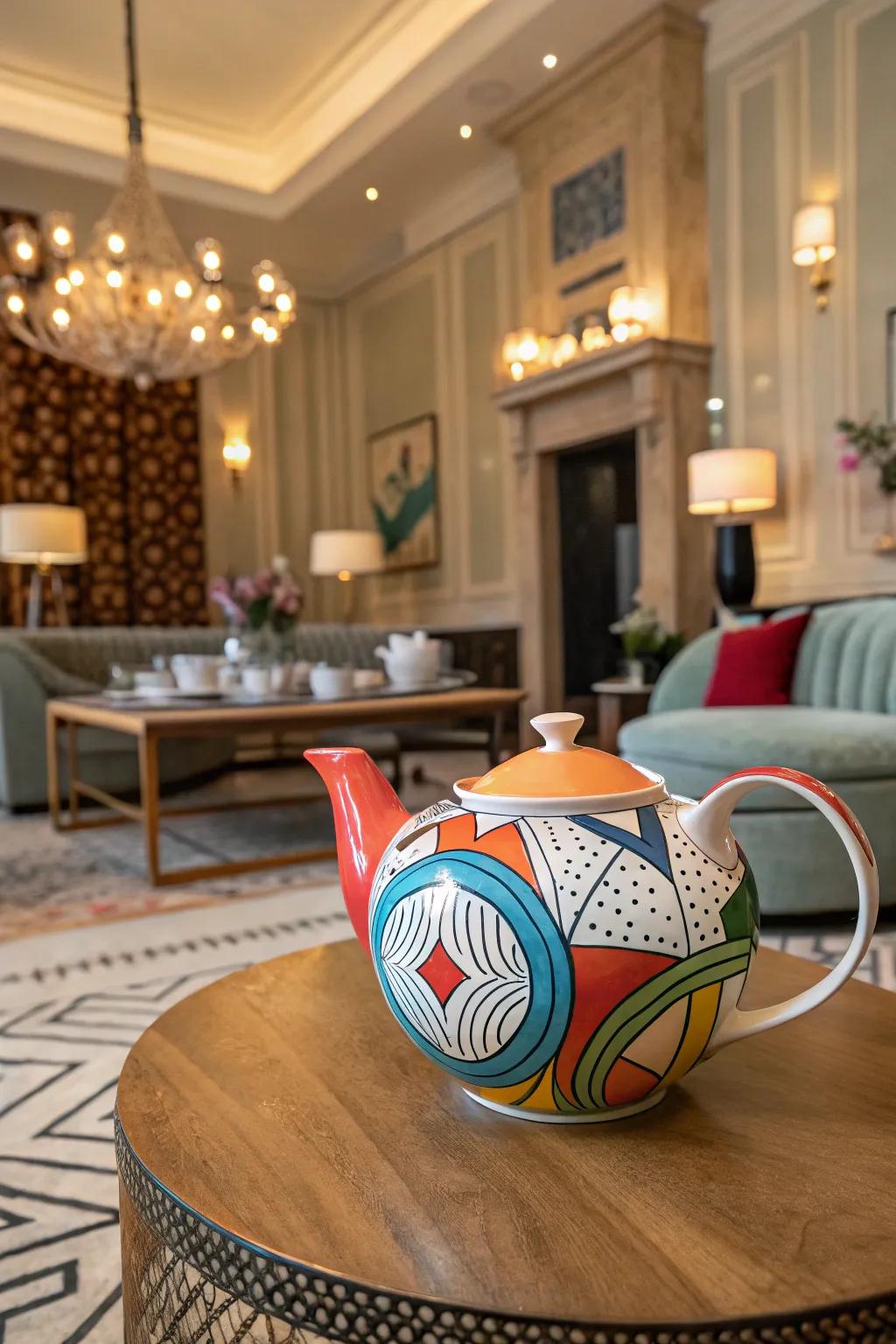 Abstract art meets practicality in this stunning teapot design.