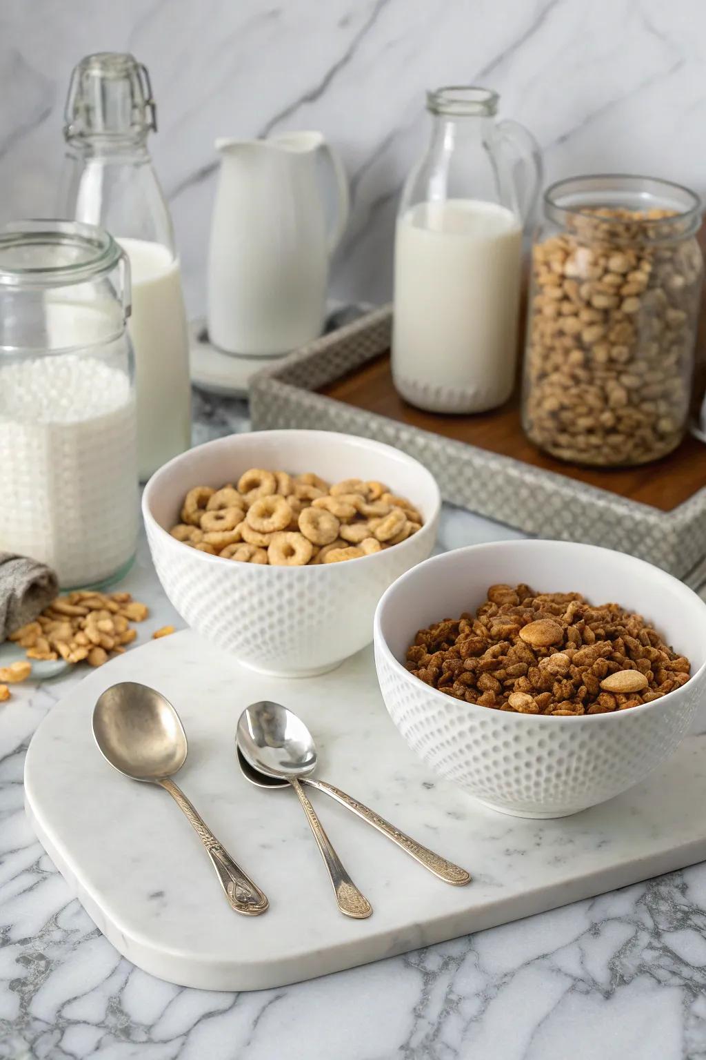 Complementary items make your cereal bar feel complete.